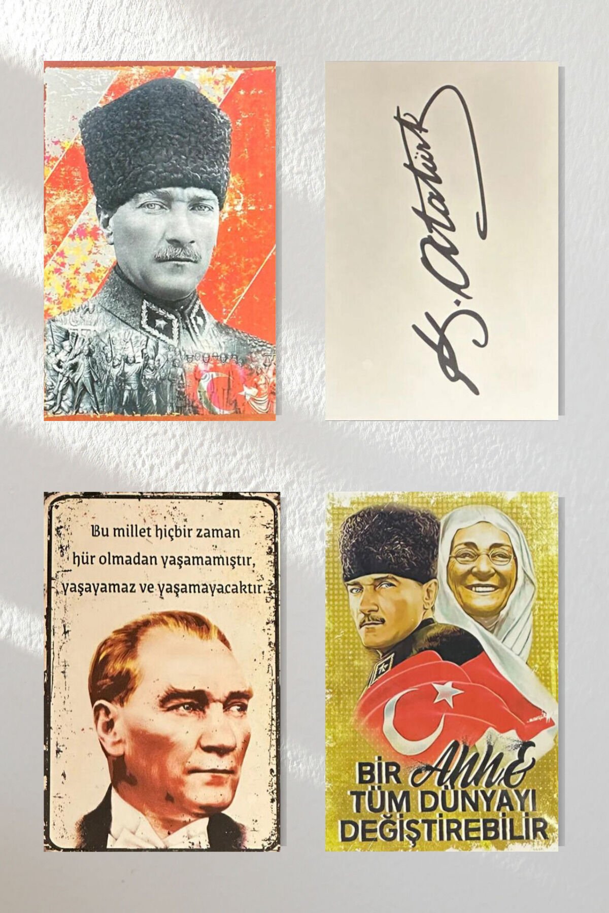 ''mustafa Kemal Atatürk'' Ahşap Poster Dörtlü Set 20*15 Cm