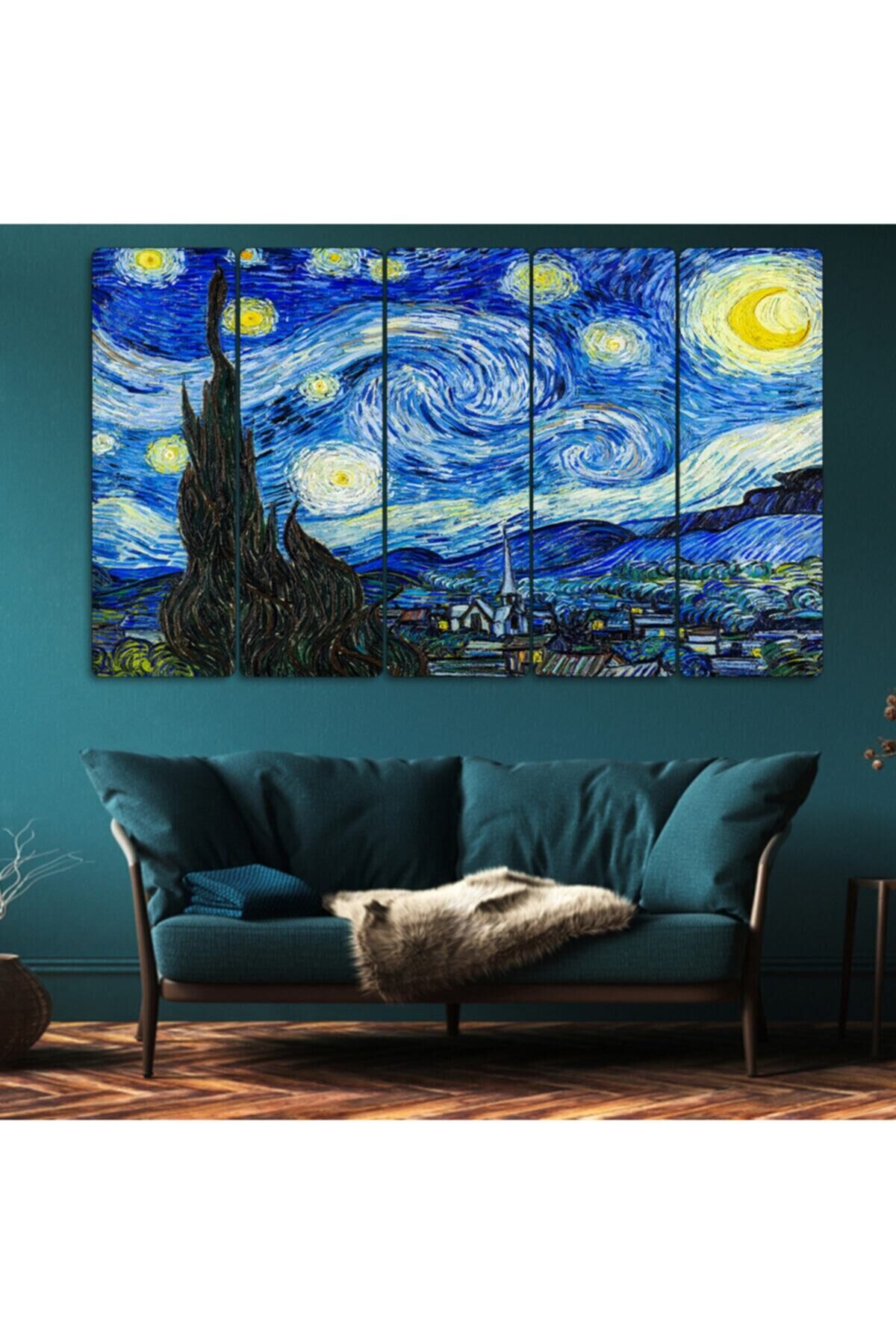 Van Gogh Yıldızlı Gece - 5 Parçalı Tablo