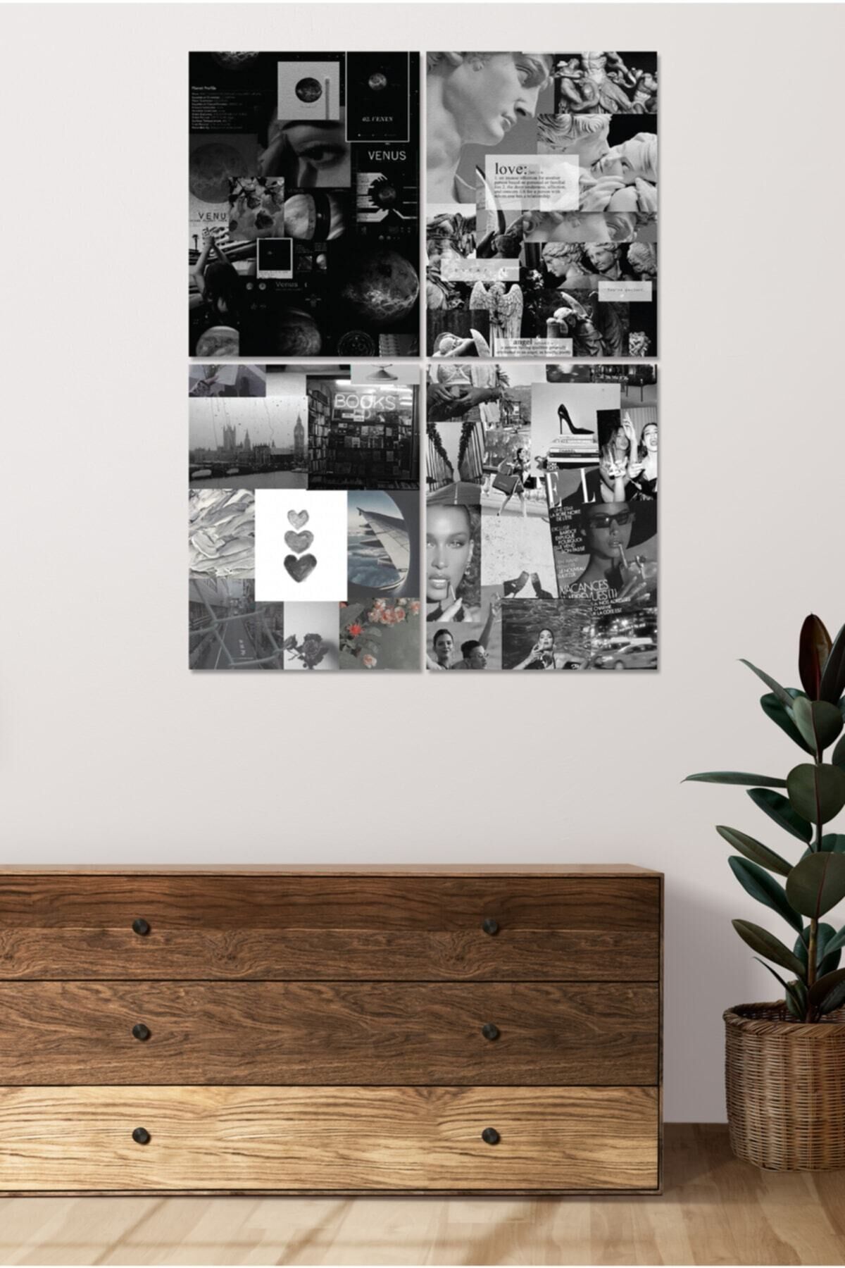 4 Parçalı Çerçeve Görünümlü Mdf Tablo Seti Dnu033