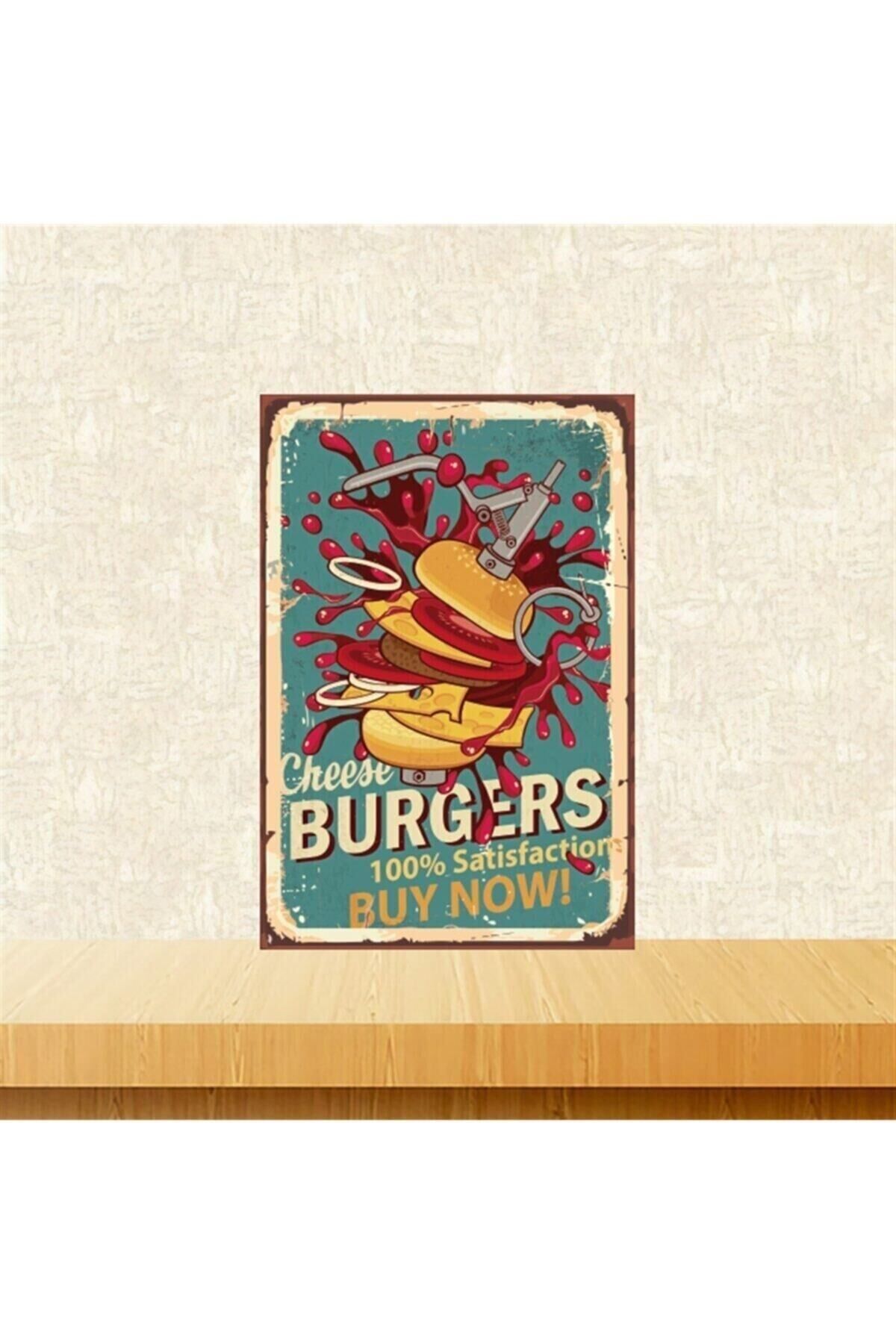 Cheese Burgers 20-30 Cm Retro Ahşap Tablo Tkfx5273