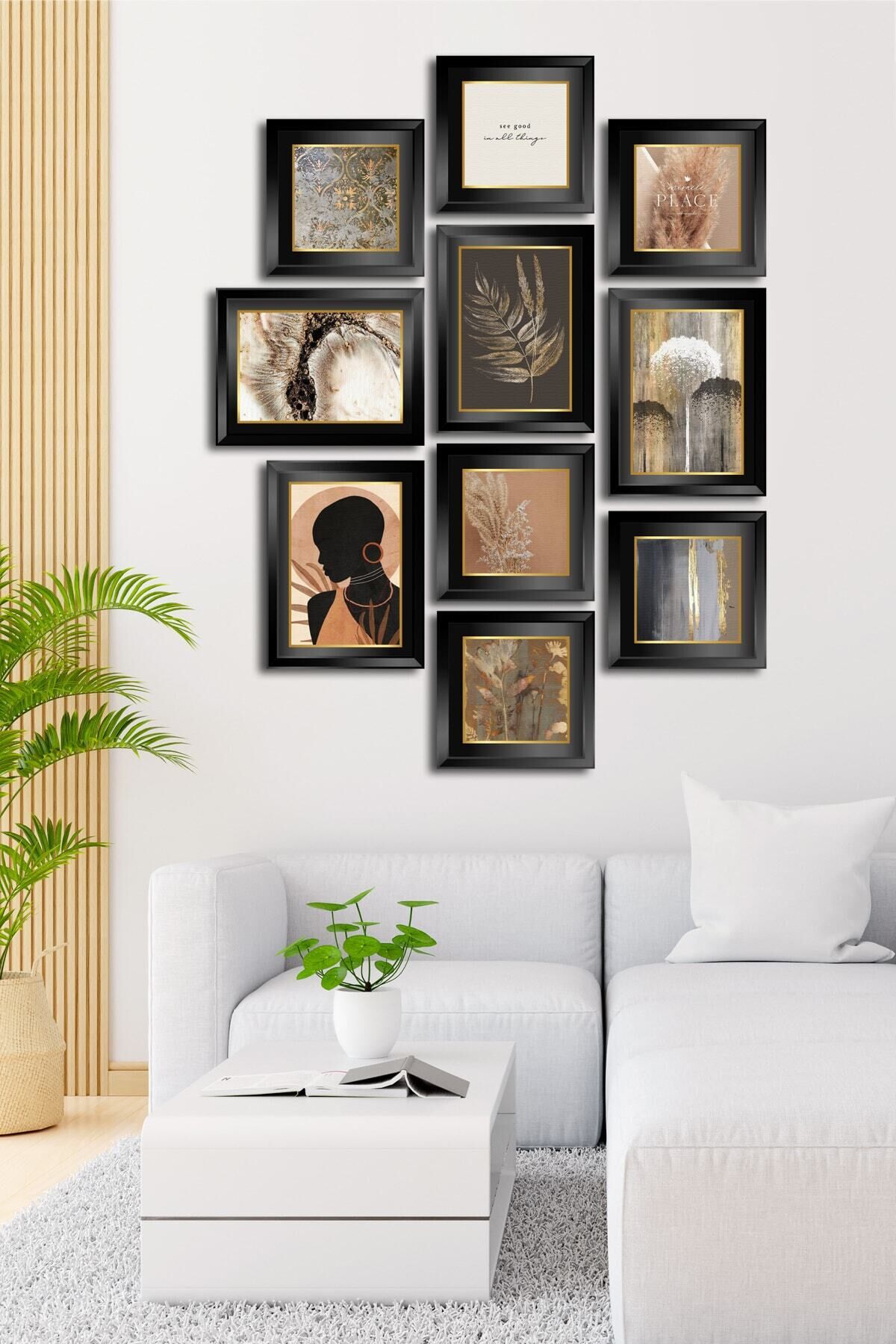 10 Parçalı Çerçeve Görünümlü Mdf Tablo Seti Flm086