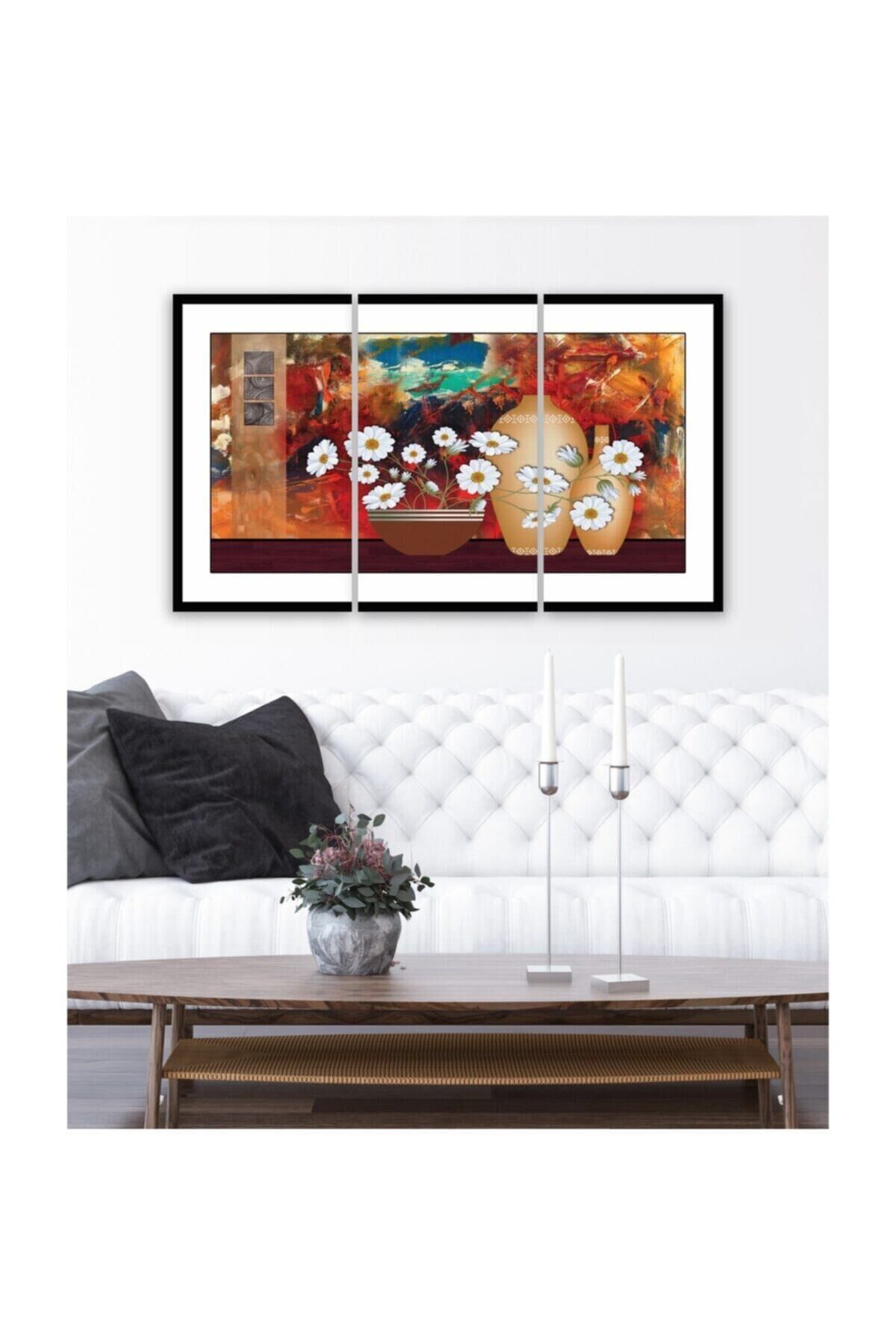 Hediyelik,dekoratif- Vazoda Çiçekler 3 Parça Mdf Tablo 4