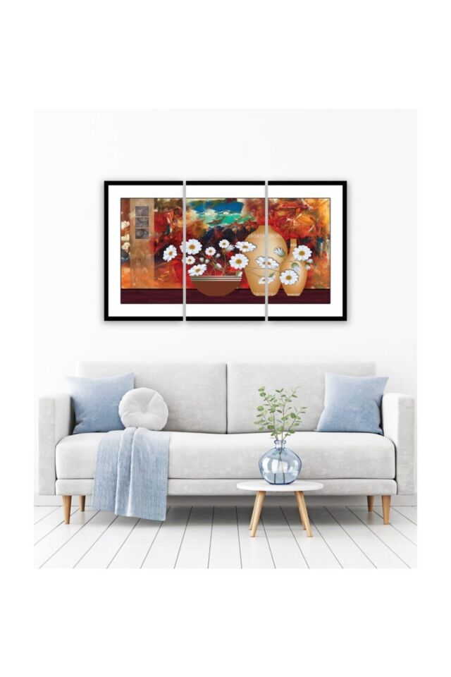 Hediyelik,dekoratif- Vazoda Çiçekler 3 Parça Mdf Tablo 4