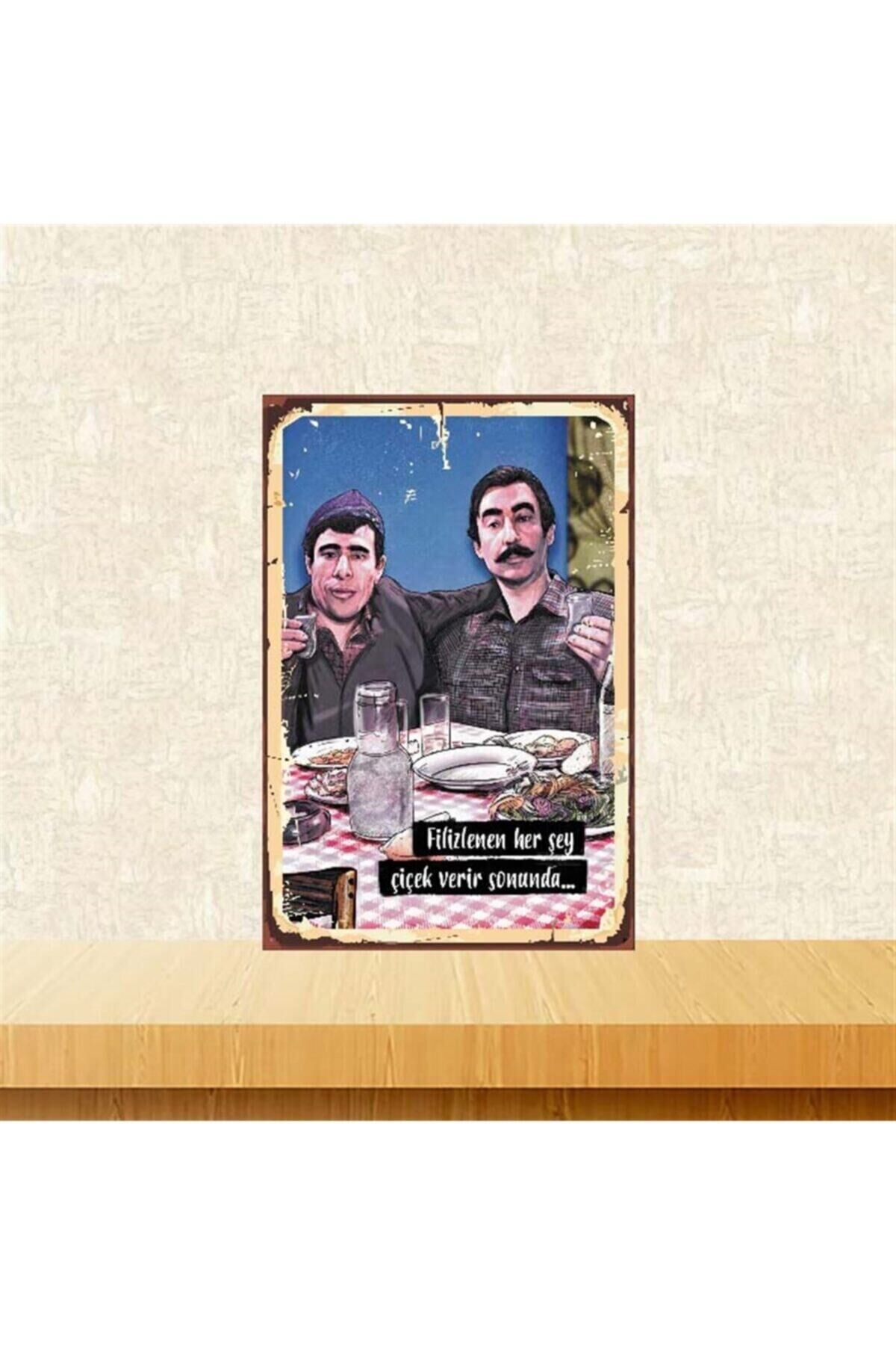 Şener Şen ve Ilyas Salman Retro Ahşap Poster Tkfx3974 20x30 cm