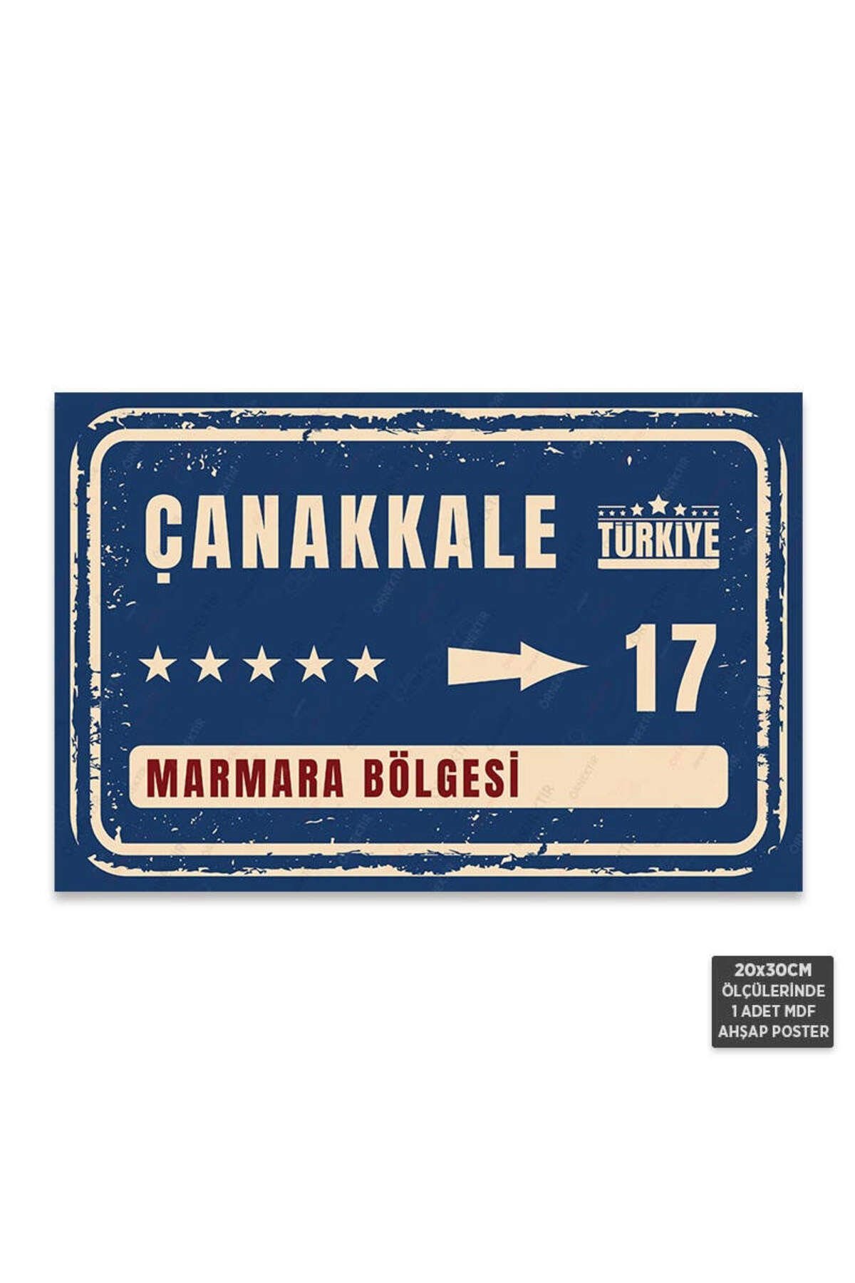 PT1064 - Çanakkale Şehir Tabelası Retro Mdf Ahşap Poster (20x30cm)