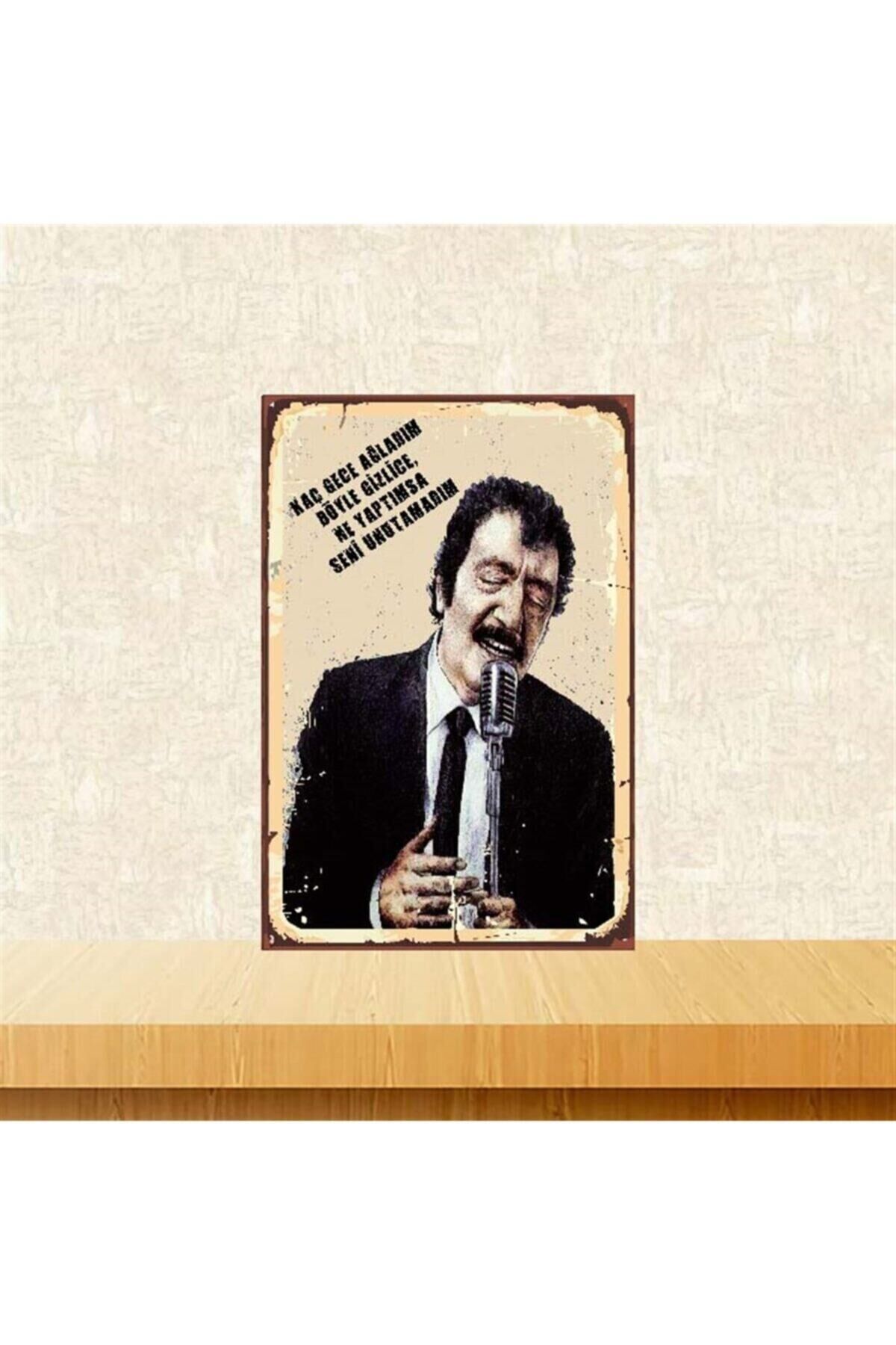 Kaç Gece Ağladım Böylece Gizlice Müslüm Gürses 20-30 Cm Retro Ahşap Poster