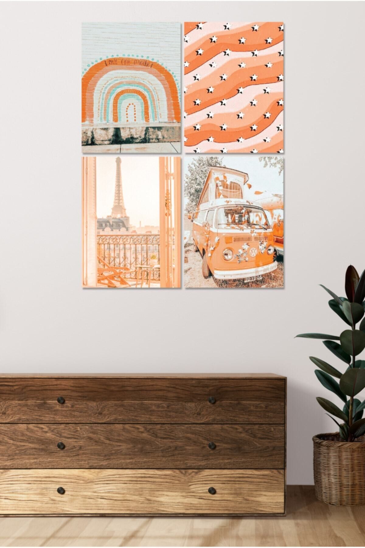 4 Parçalı Çerçeve Görünümlü Mdf Tablo Seti Dnu100