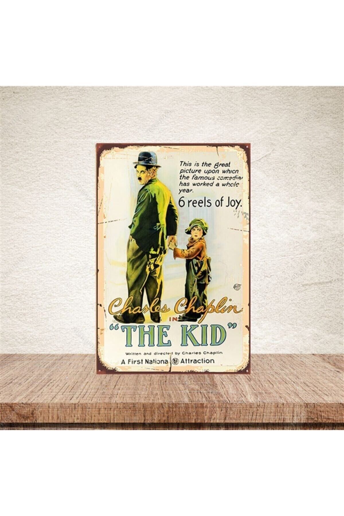 Charlie Chaplin The Kid 20-30 Cm Retro Ahşap Poster