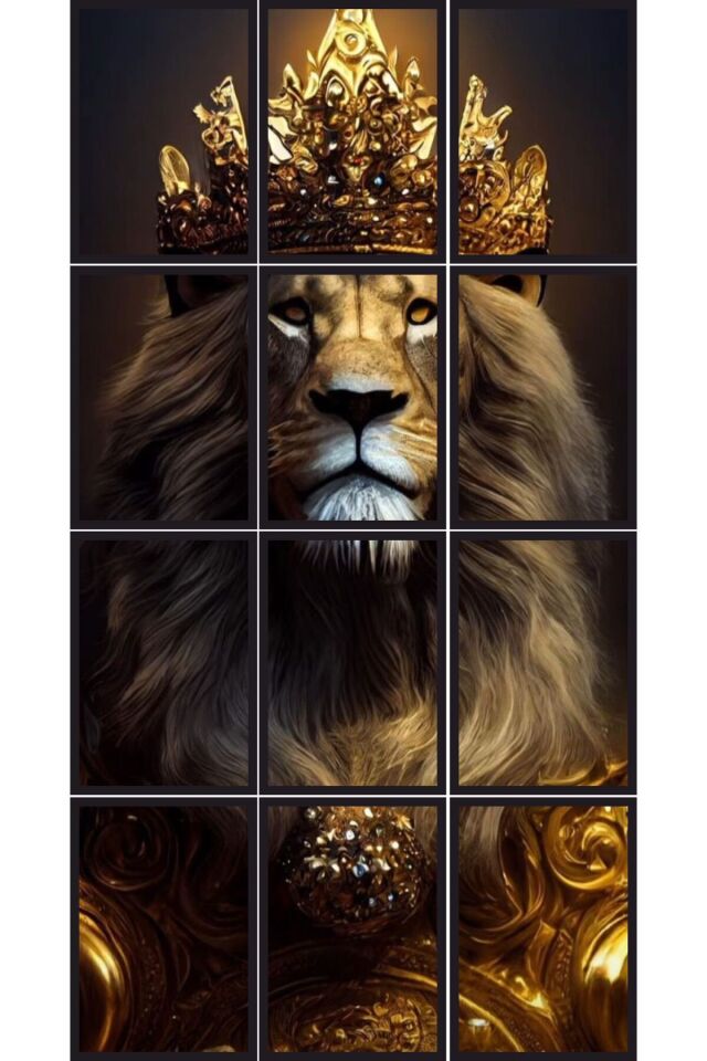 12 parça Aslan kral Çerçeve Görünümlü Mdf tablo Duvar Süsü Hediyelik Eşya (45cm x 85cm)