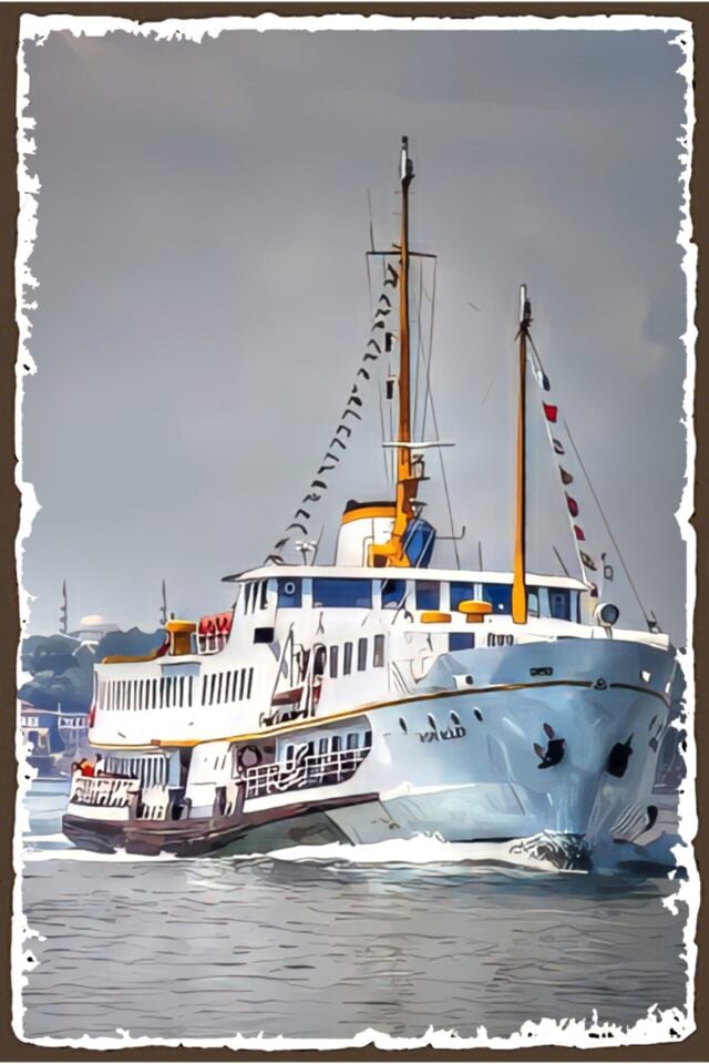 Istanbul Vapur Retro Ahşap Poster – Özel Istanbul Koleksiyonu -hbb