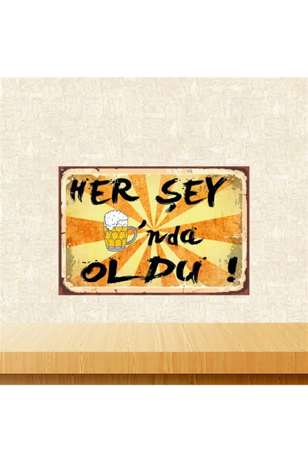 Her Şey Biranda Oldu 20-30 cm Retro Ahşap Tablo Tkfx5487