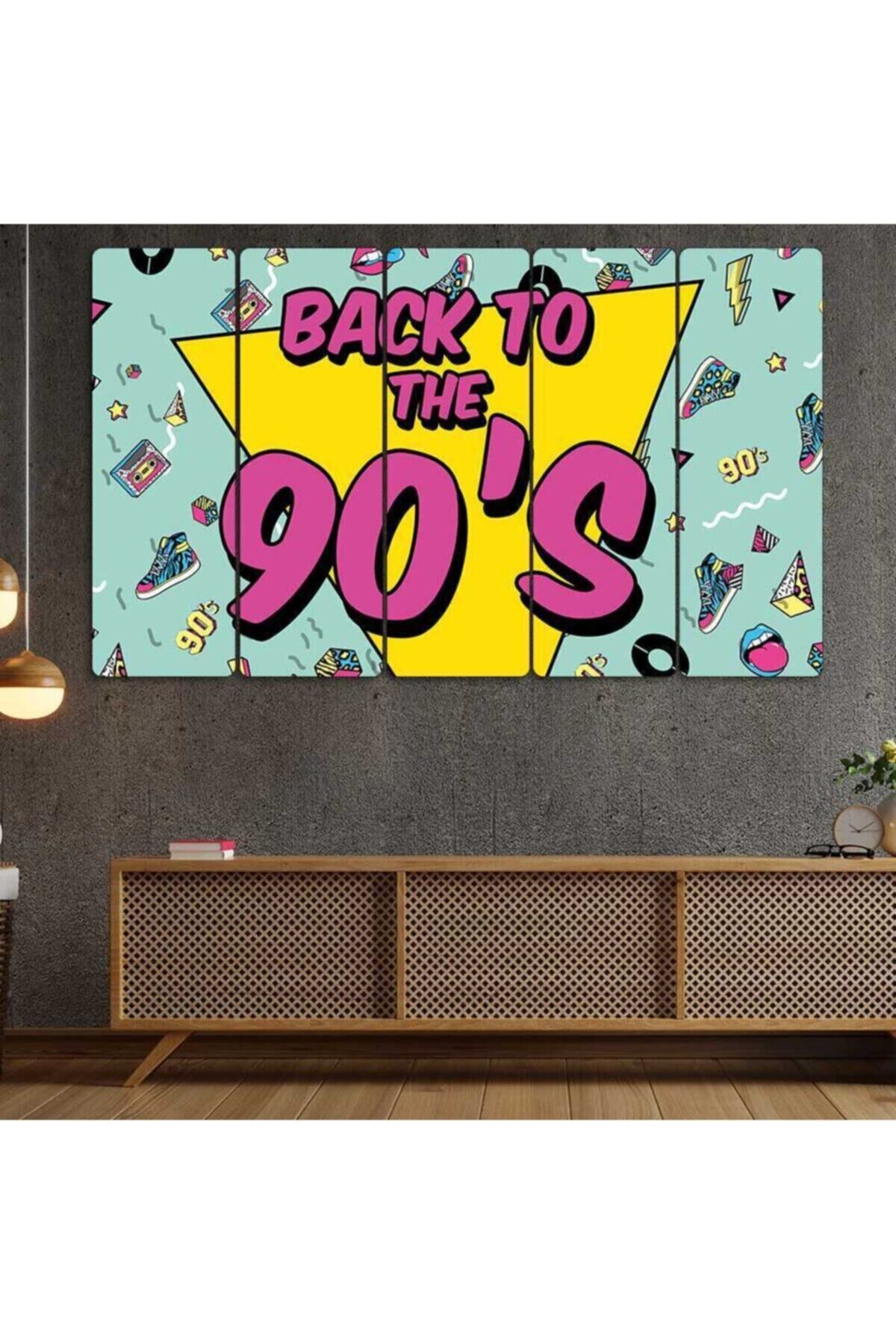 90's Nostalji 5 Parçalı Tablo Pembe