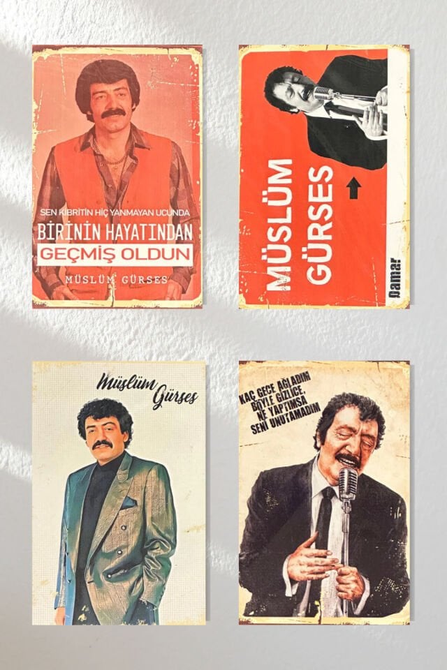 ''müslüm Baba'' Ahşap Poster Dörtlü Set 20*15 Cm