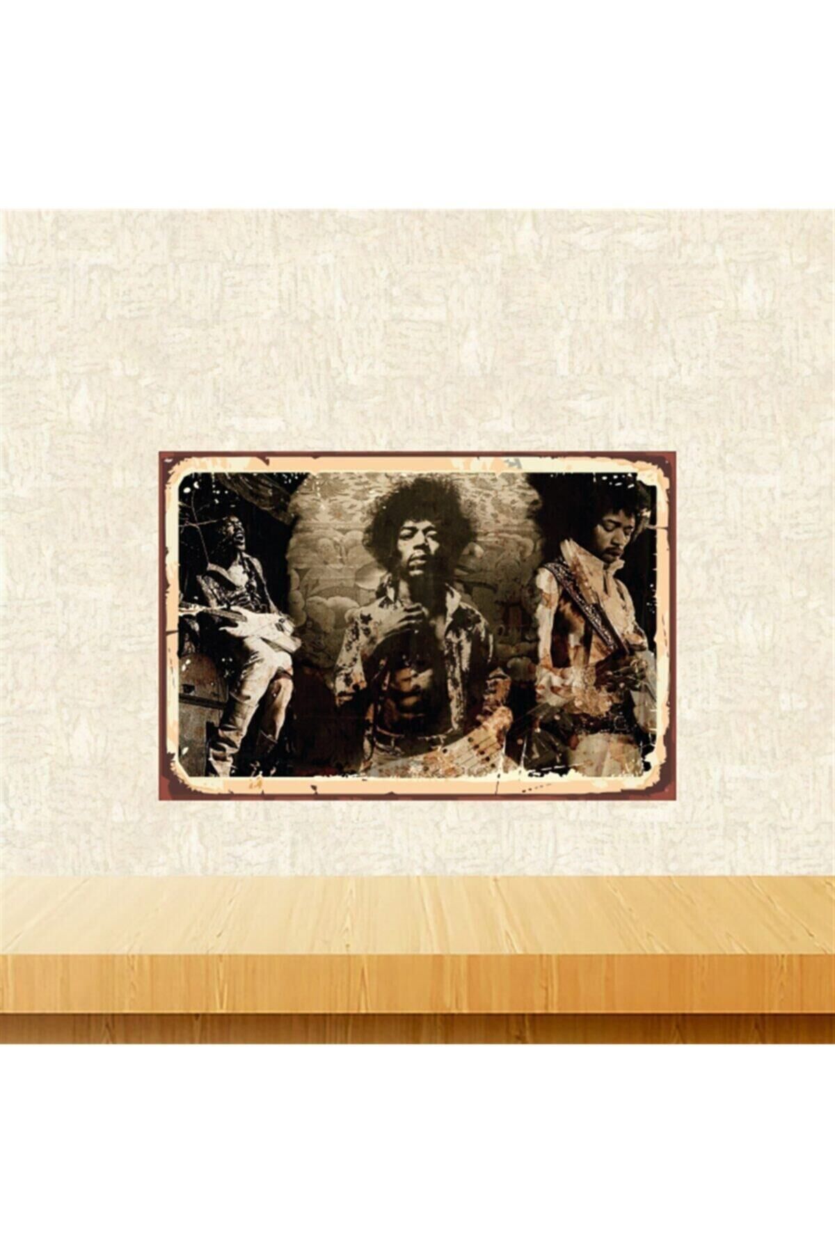 Jimi Hendrix Tasarımlı 20-30 Cm Retro Ahşap Tablo Tkfx5395