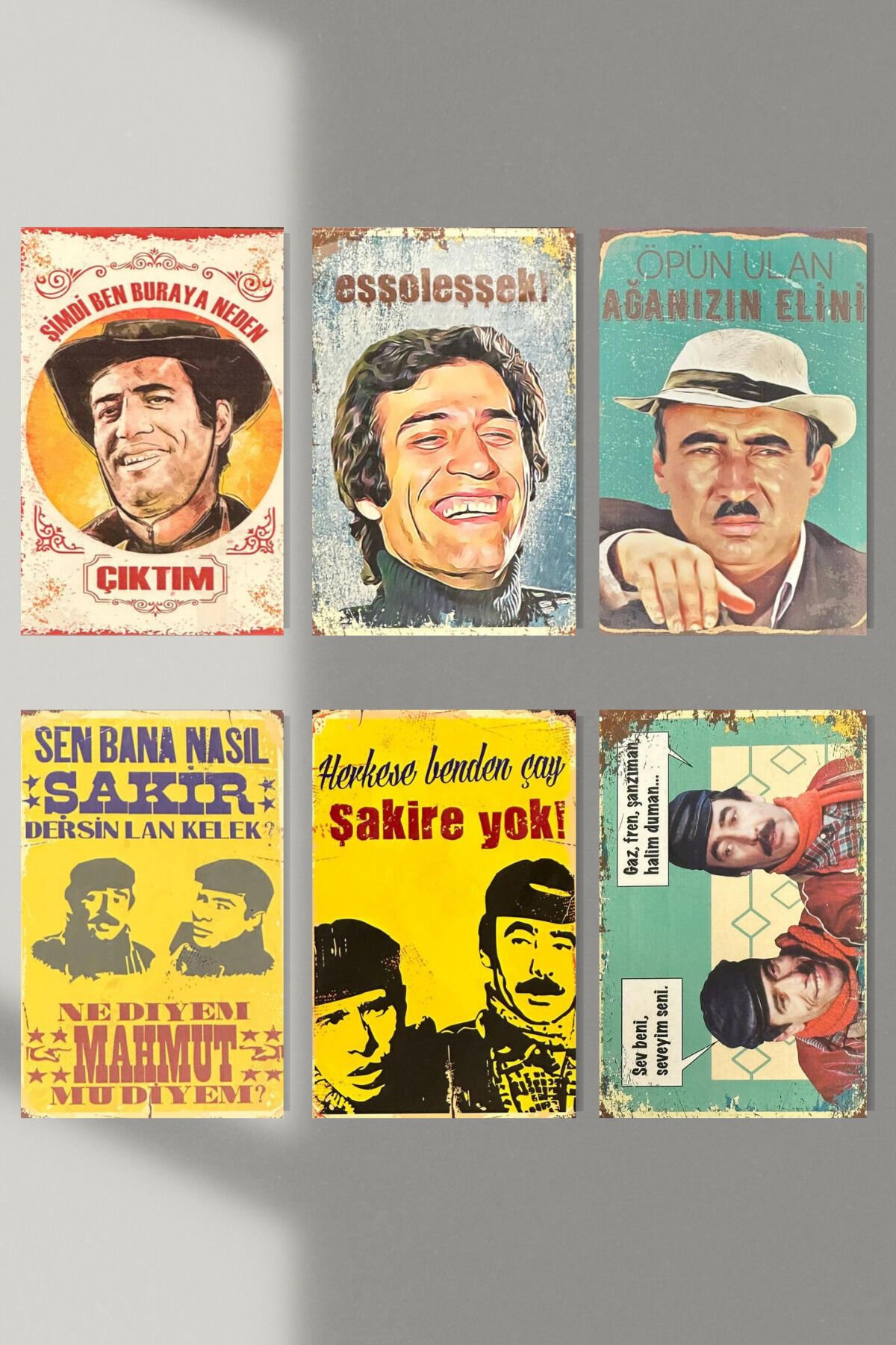 ''yeşilçam'' Ahşap Poster Altılı Set 20*15 Cm