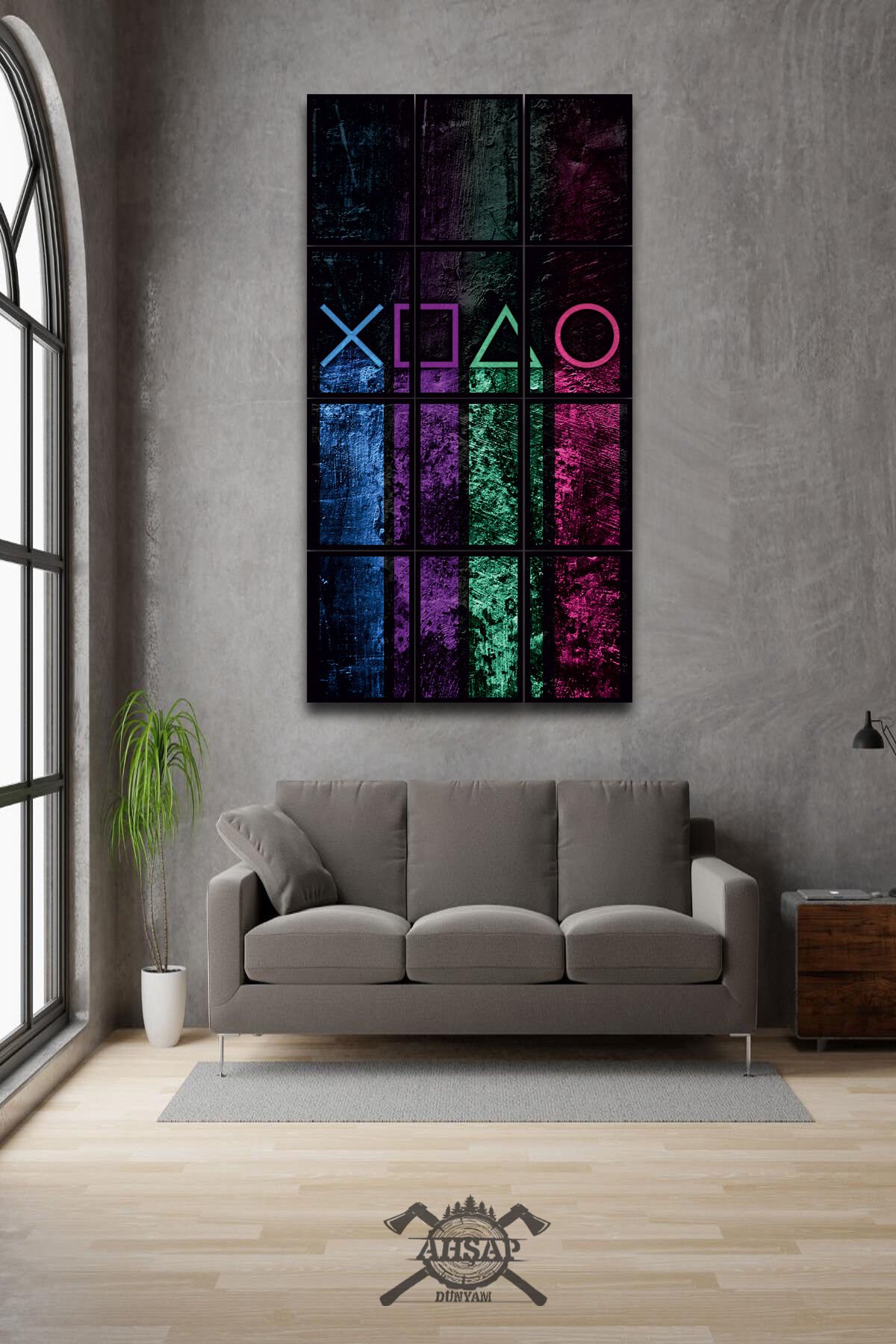 12 parça Game PLaystation Çerçeve Görünümlü Mdf tablo Duvar Süsü Hediyelik Eşya (45cm x 85cm)