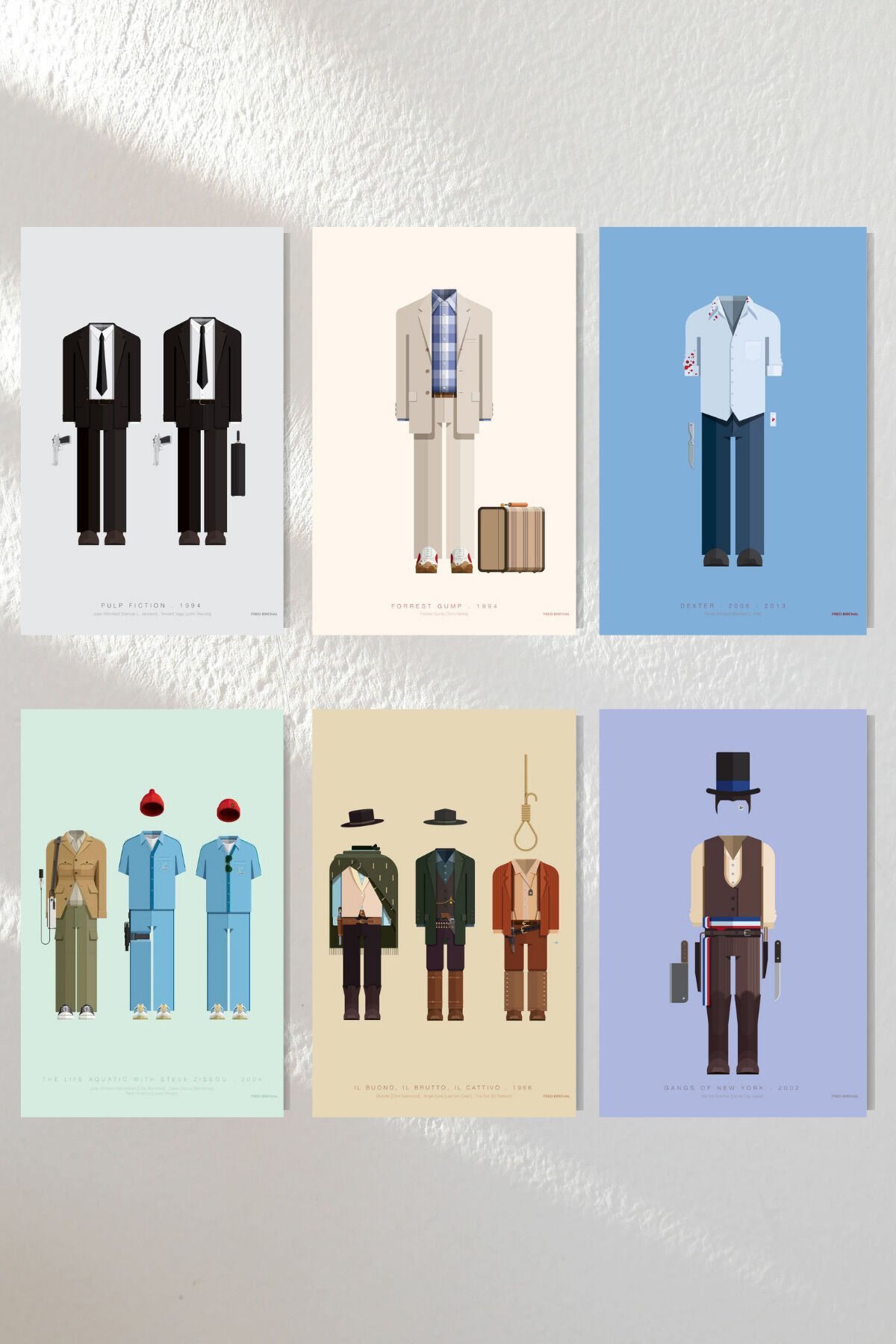 ''Film Kostüm Serileri 2'' Ahşap Poster Altılı Set 20*30 cm