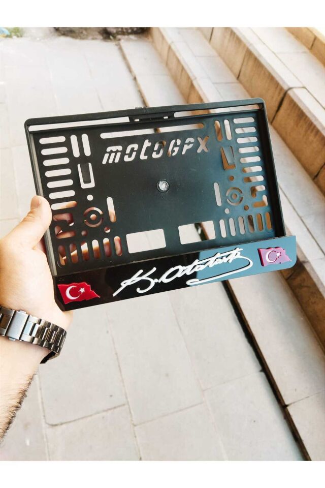 Motorsiklet Plakalık Lazer Kesim Pleksi k.atatürk imza ve bayraklmotor plakalık|kişiye özel plakalık