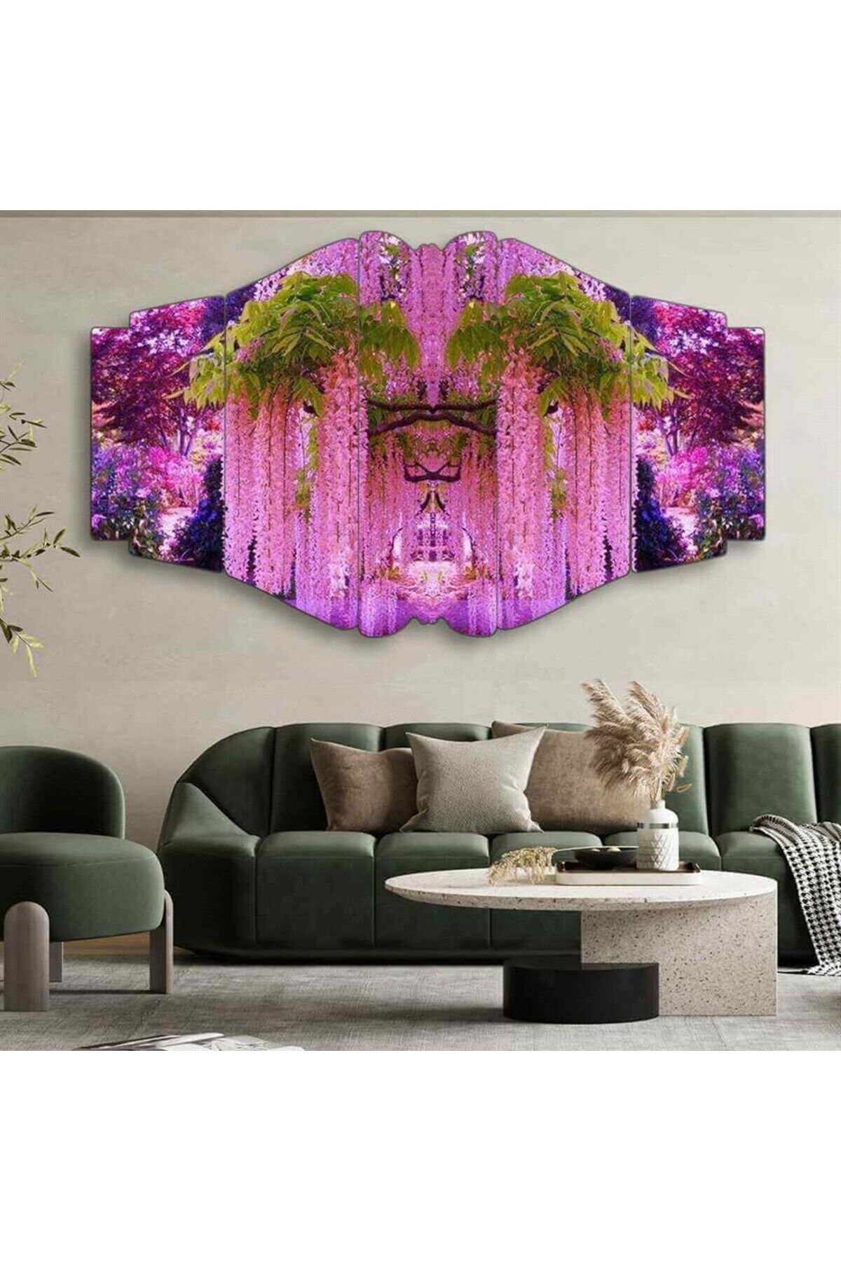 Mor Rüya Bahçesi - 5 Parçalı Çiçek Tablo