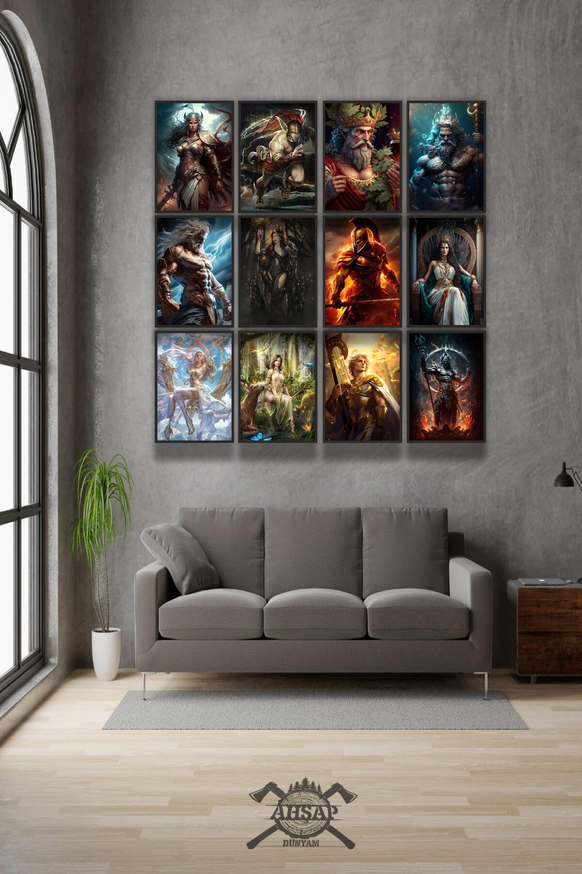 12 parça Mitoloji Tanrıları Çerçeve Görünümlü Mdf tablo Duvar Süsü Hediyelik Eşya Yeni
