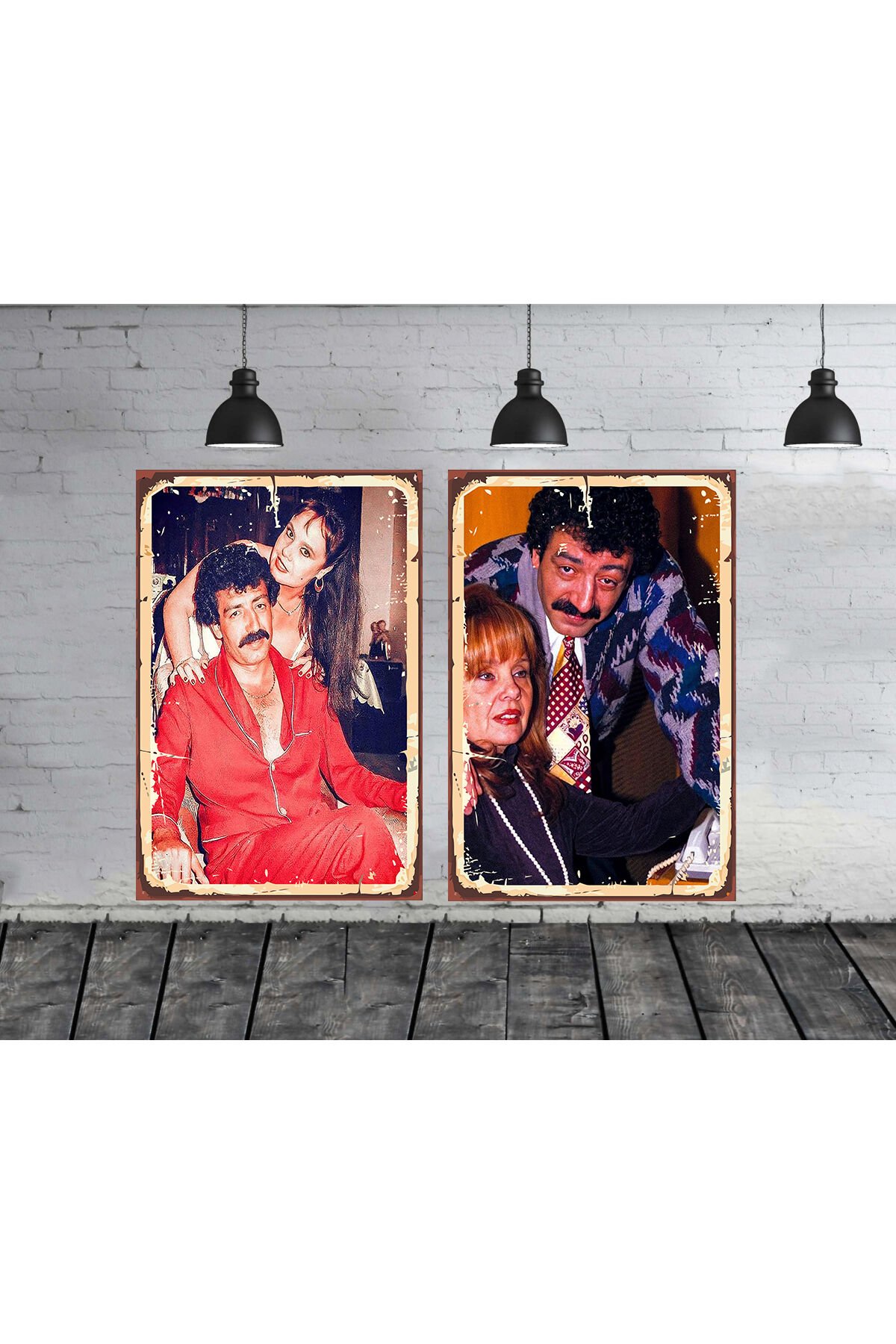 Müslüm Gürses Muhterem Nur Seti 2 Adet 20x30 Cm Retro Ahşap Tablo