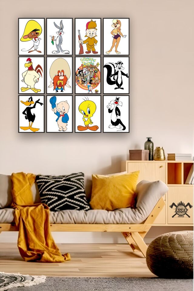 12 parça Lonely Tunes Çerçeve Görünümlü Mdf tablo Duvar Süsü Hediyelik Eşya Yeni