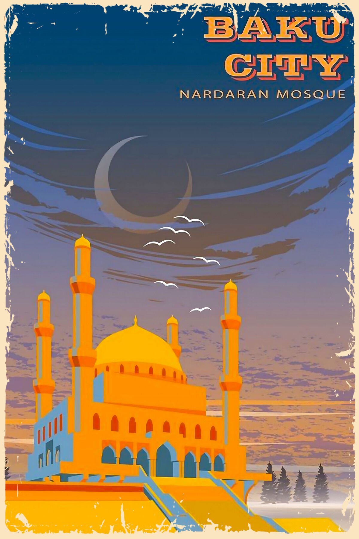 Azarbaıjan Baku Cıty Ahşap Poster (20x30)