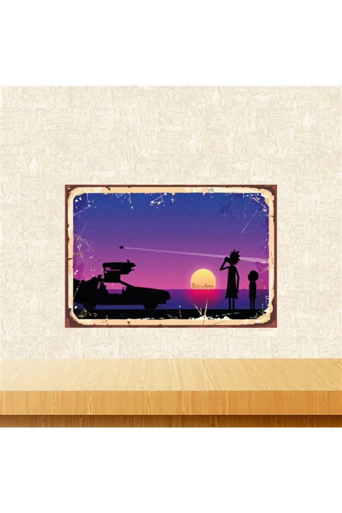 Rick And Morty Tasarımlı 20-30 Cm Retro Ahşap Tablo Tkfx5661