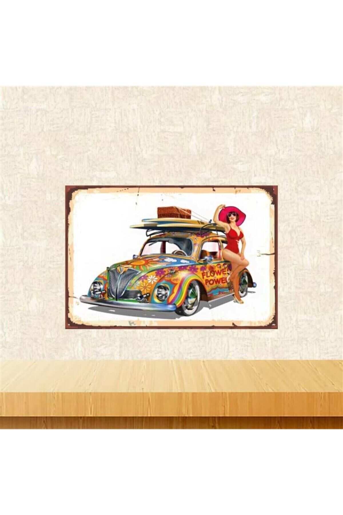 Woswos Araba Retro Ahşap Poster Tkfx4173
