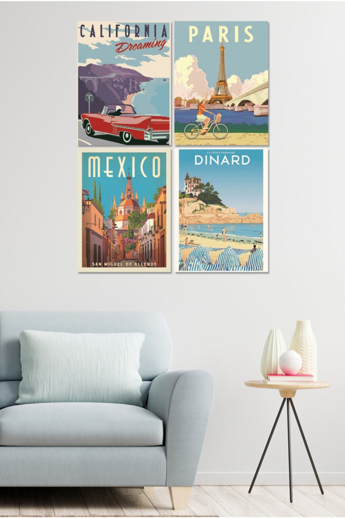 4 Parçalı Çerçeve Görünümlü Mdf Tablo Seti Dnu002