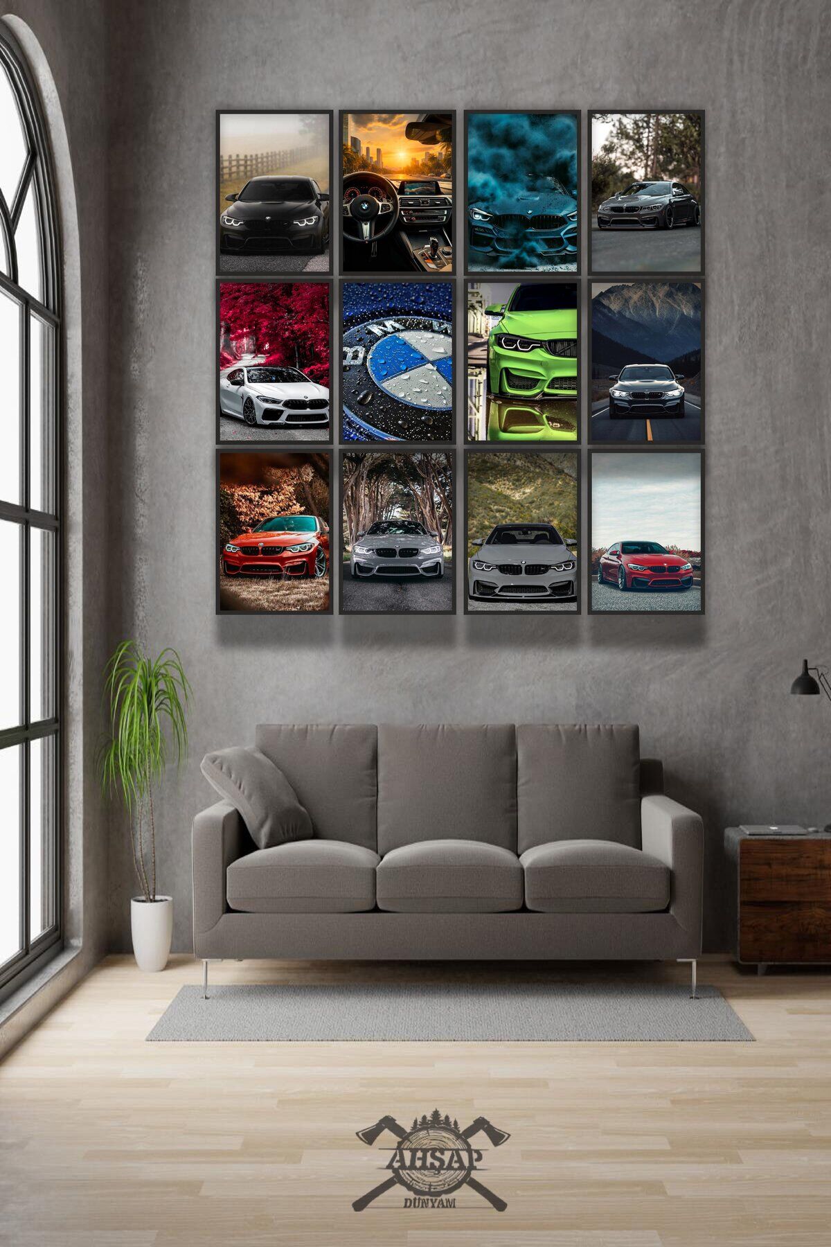 12 parça BMW Resimleri Çerçeve Görünümlü Mdf tablo Duvar Süsü Hediyelik Eşya Yeni