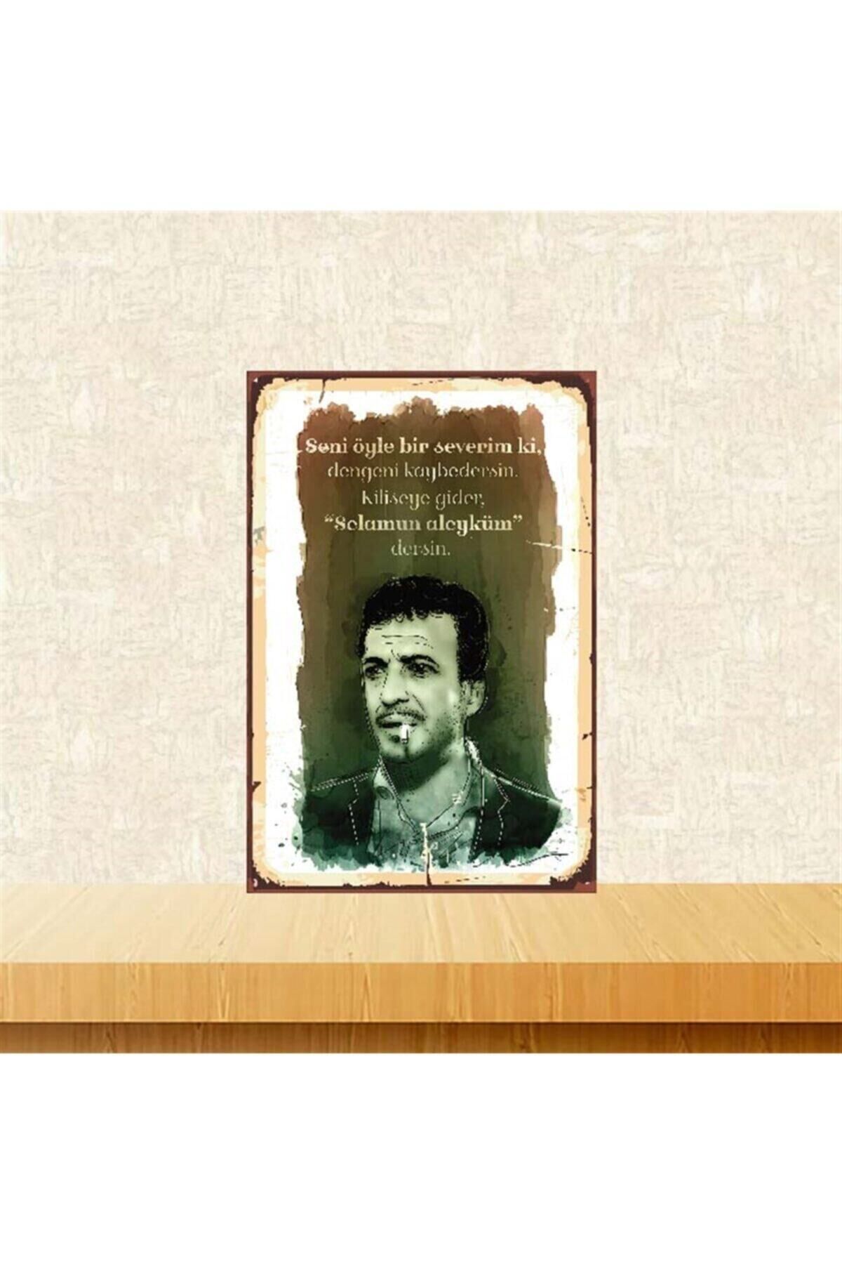 Kiliseye Gider Selamun Aleyküm Dersin 20-30 Cm Retro Ahşap Poster