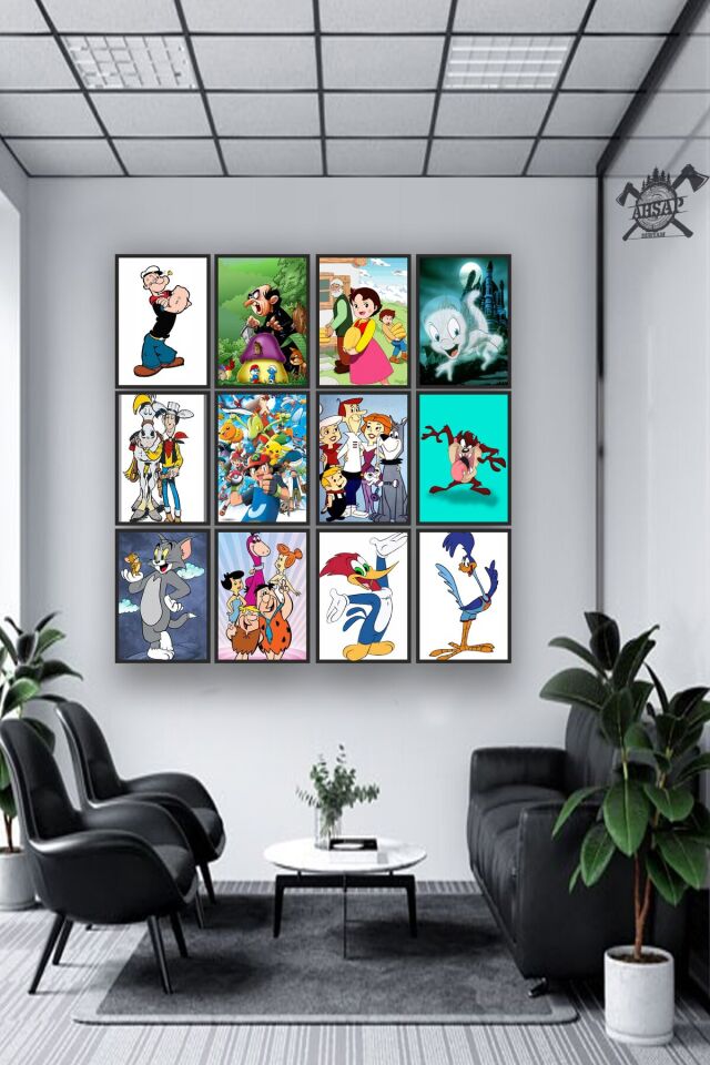 12 parça Efsaneler 90lar çizgi filmi Çerçeve Görünümlü Mdf tablo Duvar Süsü Hediyelik Eşya Yeni
