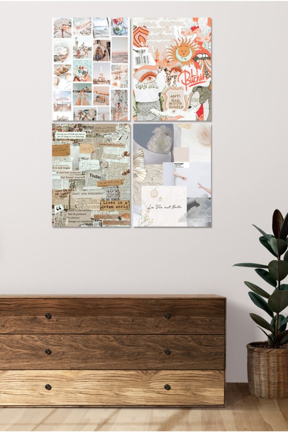 4 Parçalı Çerçeve Görünümlü Mdf Tablo Seti Dnu082