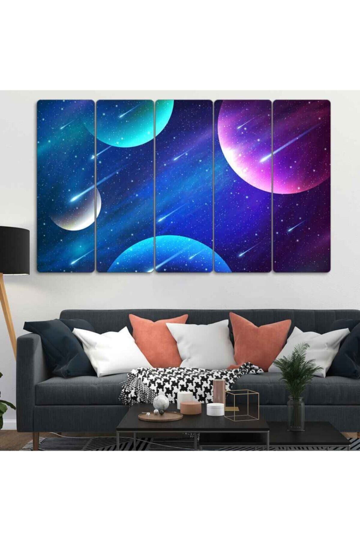 Uzay Galaksi 5 Parçalı Tablo