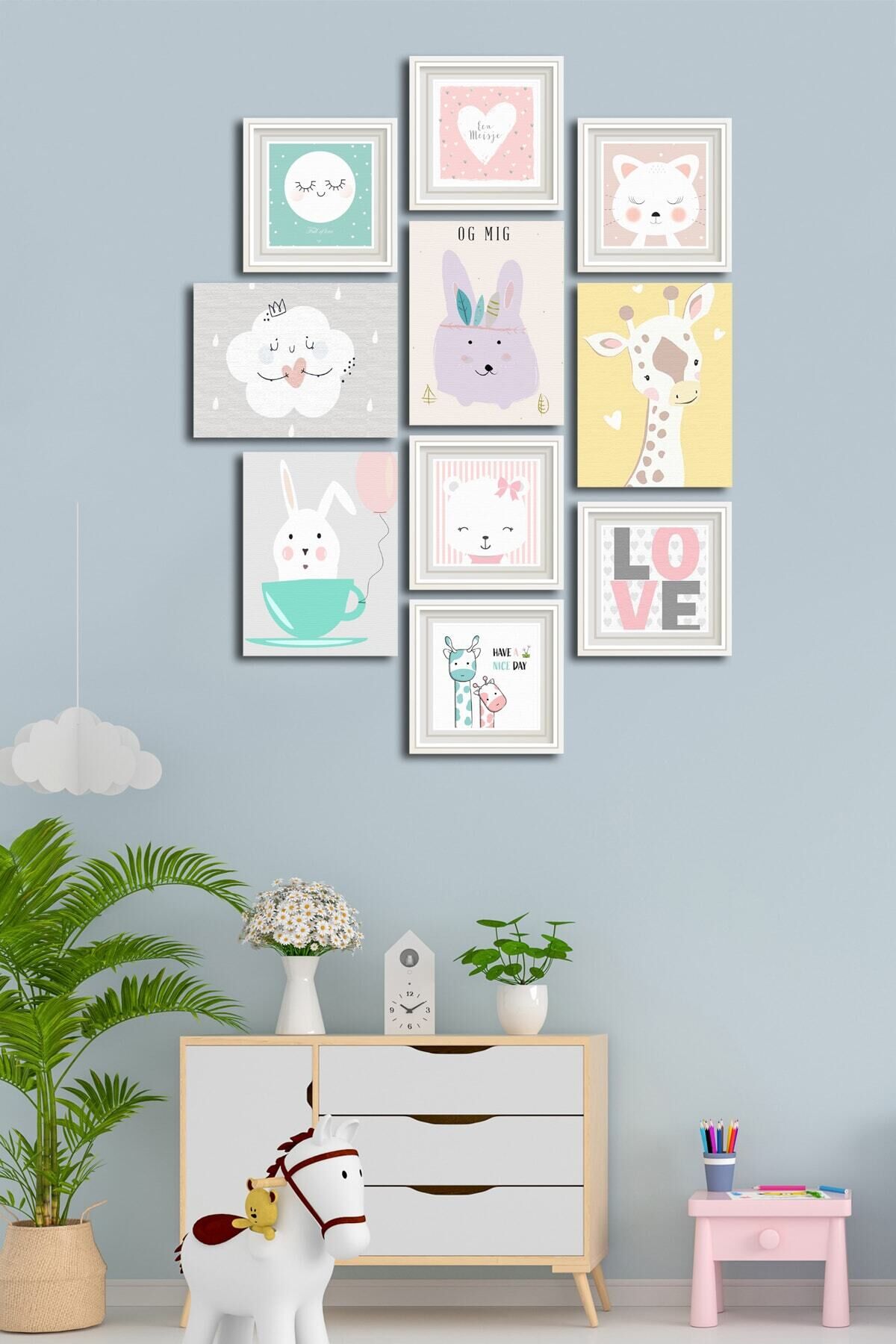 10 Parçalı Çerçeve Görünümlü Mdf Tablo Seti Flm054