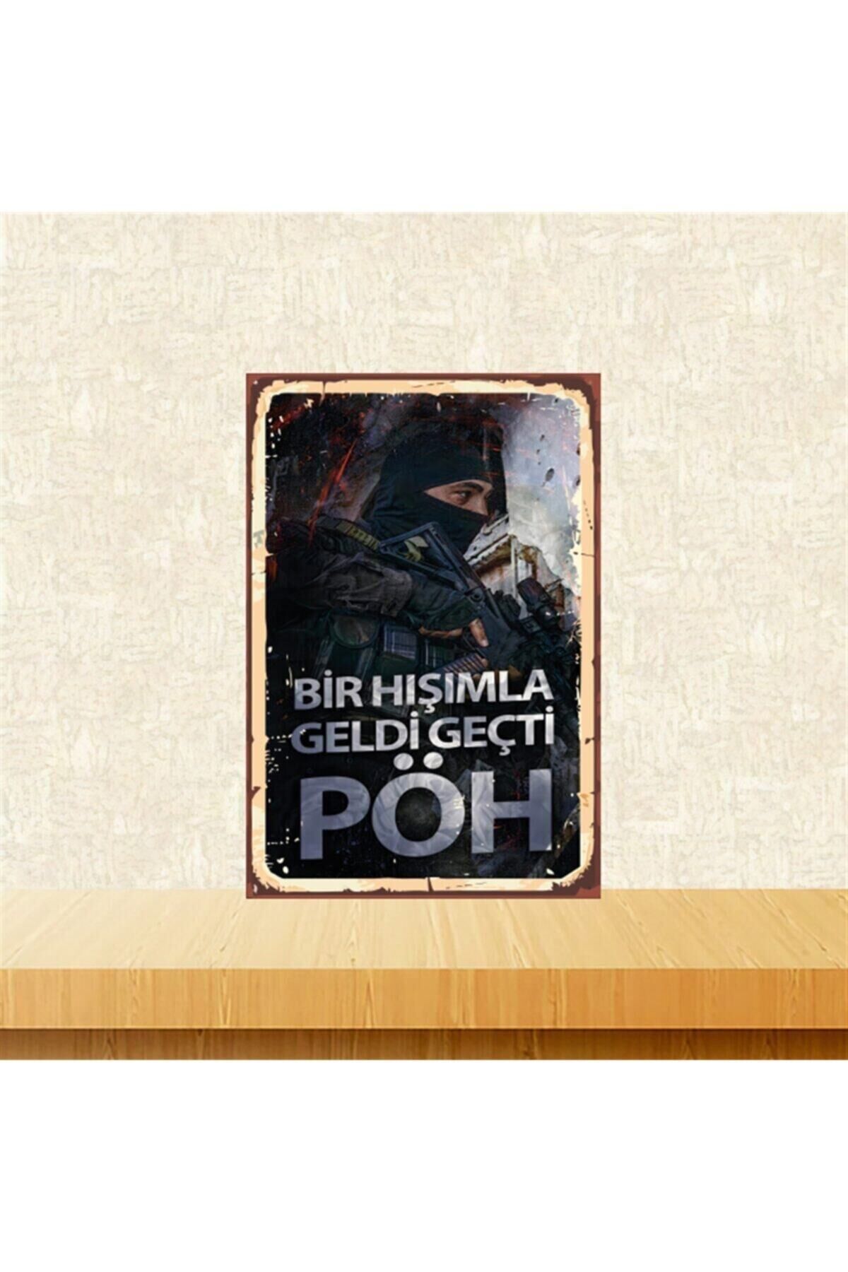 Bir Hışımla Geldi Geçti Pöh 20-30 Cm Retro Ahşap Tablo Tkfx4562