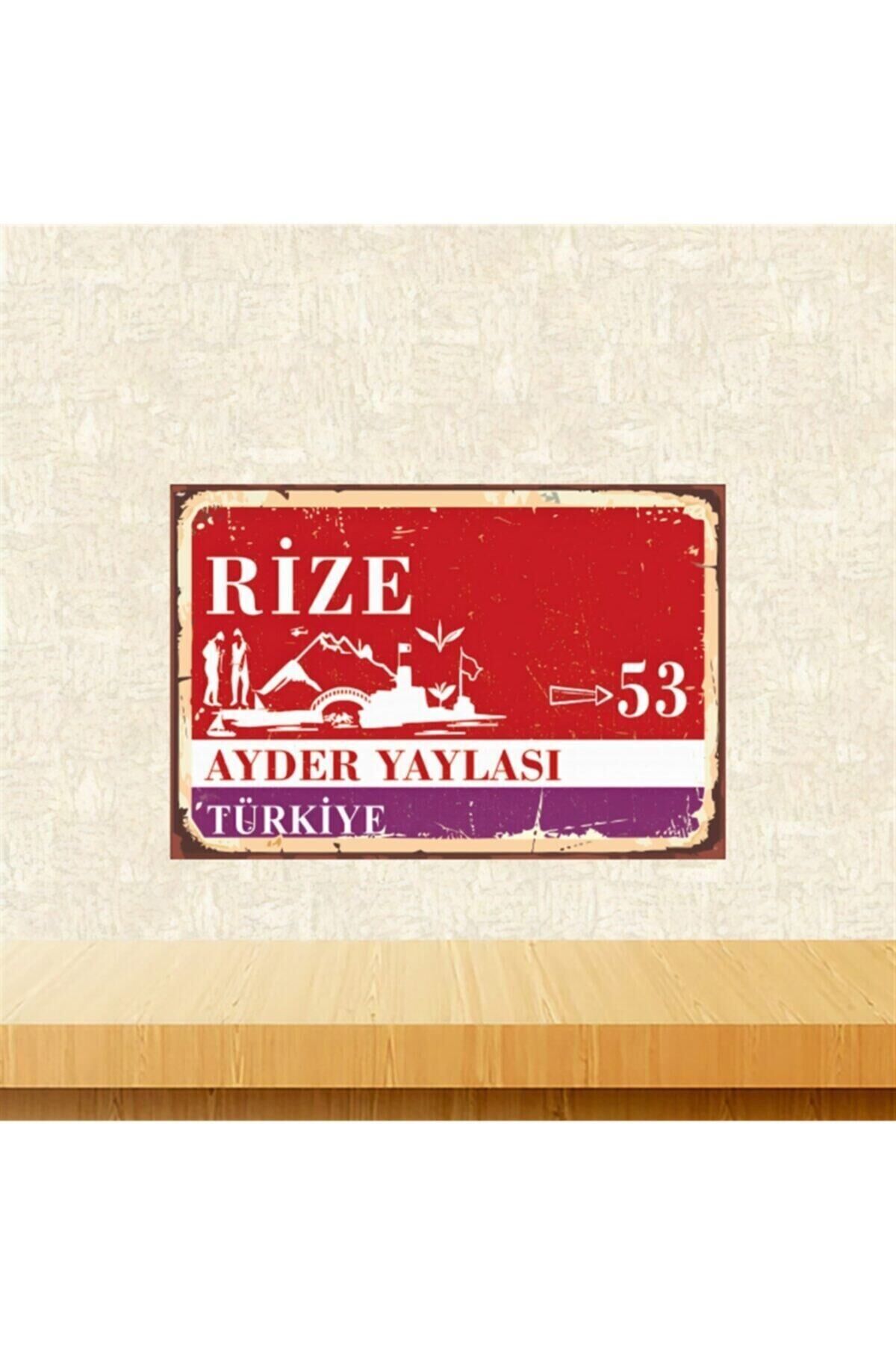 Rize Ayder Yaylası 20-30 Cm Retro Ahşap Tablo Tkfx5756