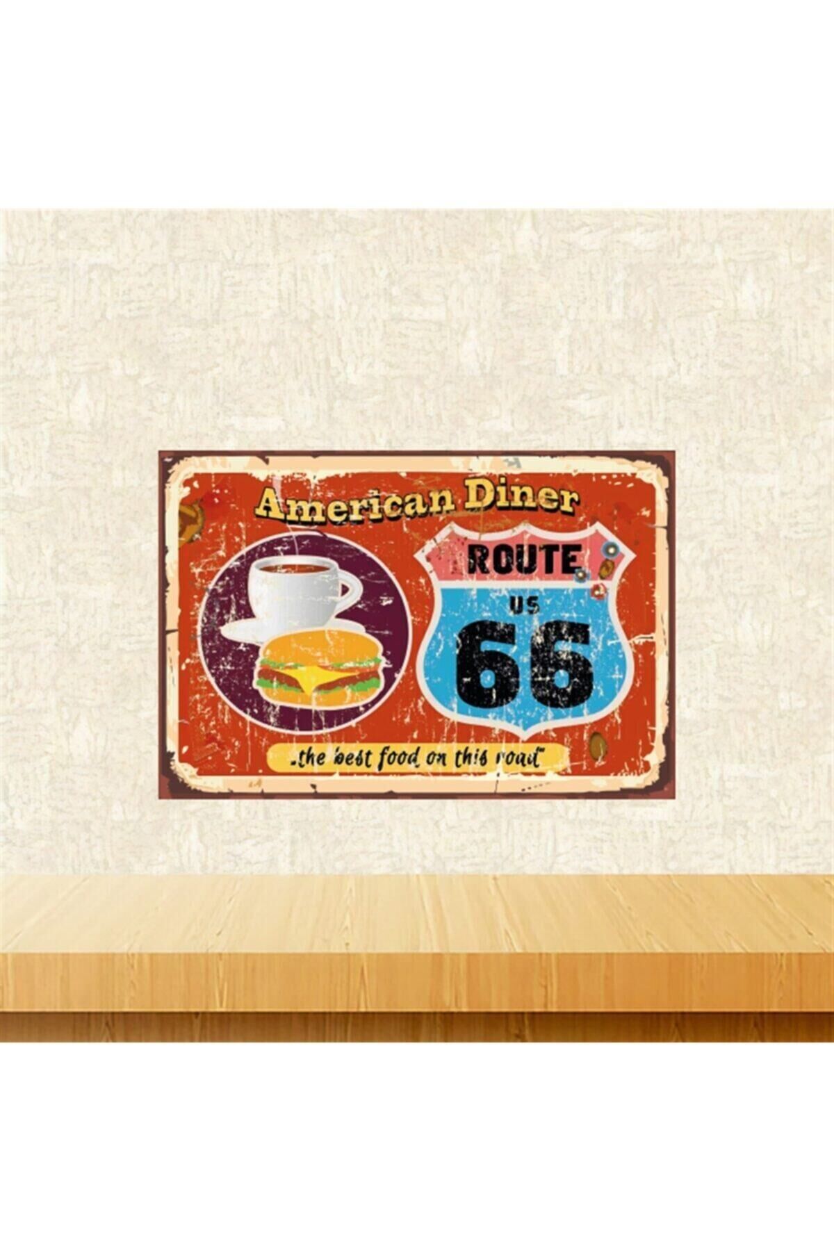 American Diner Retro Ahşap Tablo 20-30 cm Tkfx5755