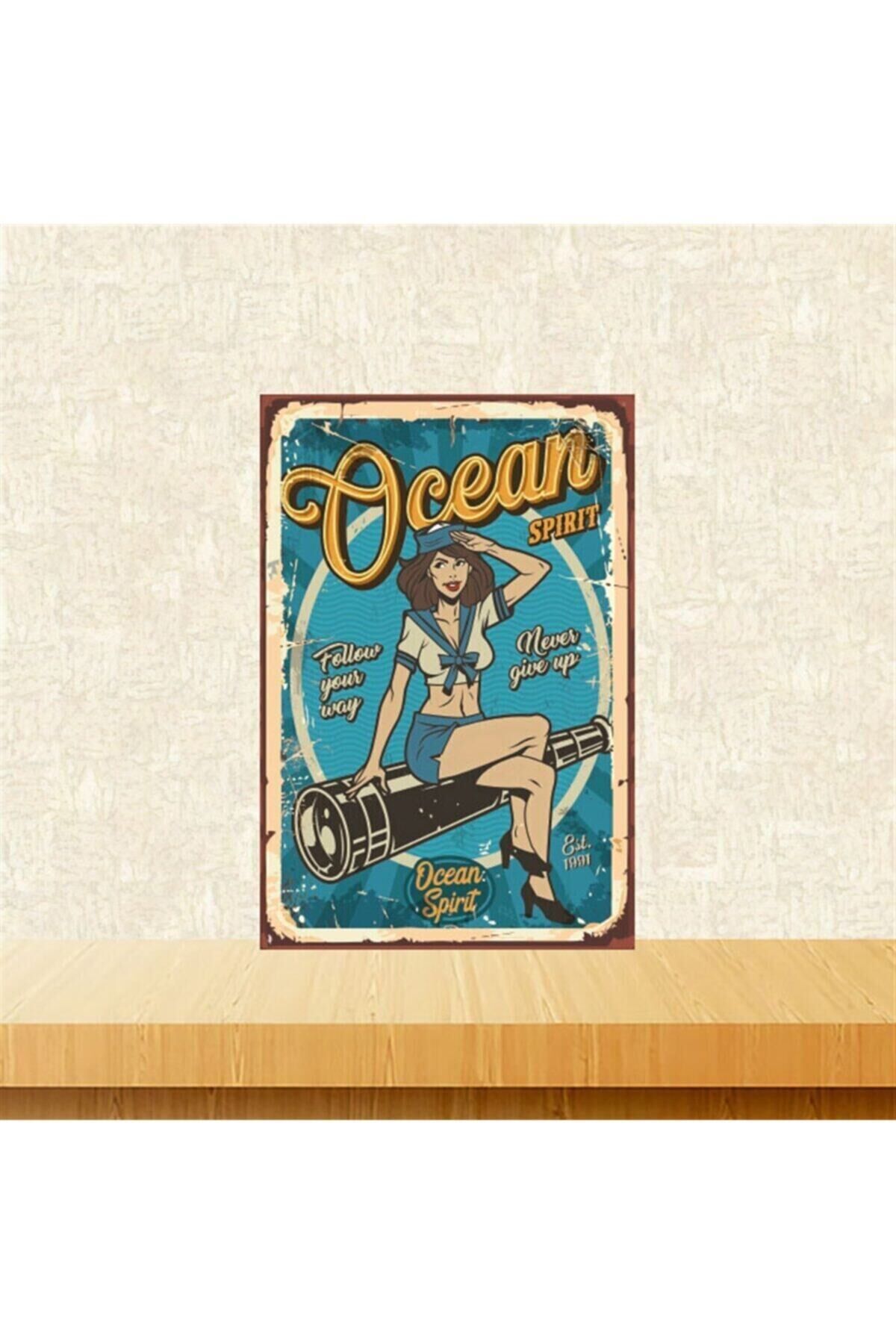Ocean Spırıt 20-30 Cm Retro Ahşap Tablo Tkfx5251