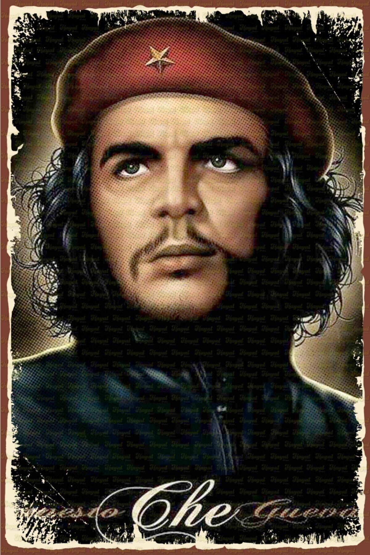 Ernesto Che Guevara Retro Ahşap Poster 20x30 Tablo