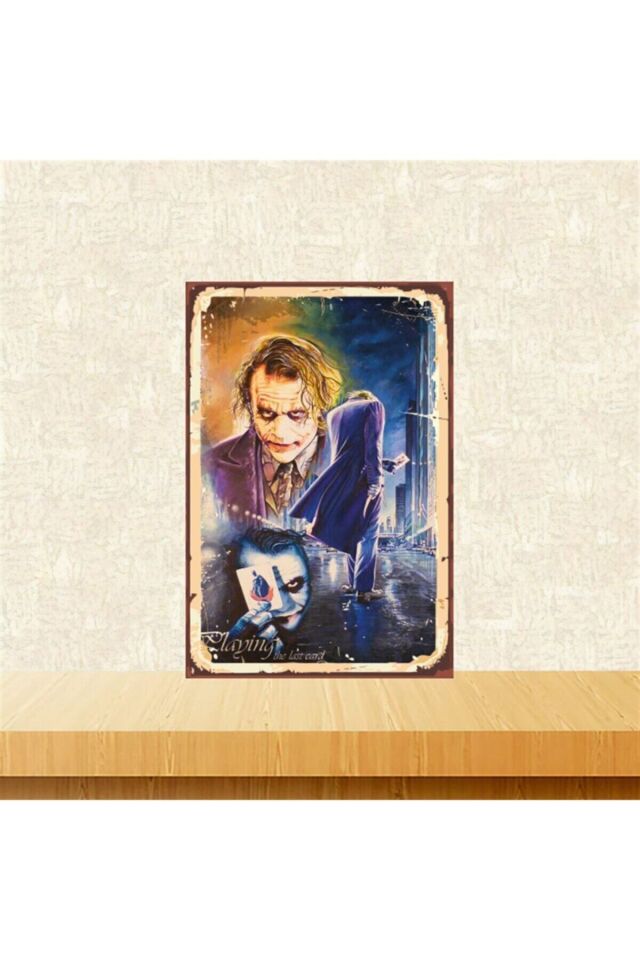 Joker Playing The Last Card 20-30 Cm Retro Ahşap Tablo Tkfx5052