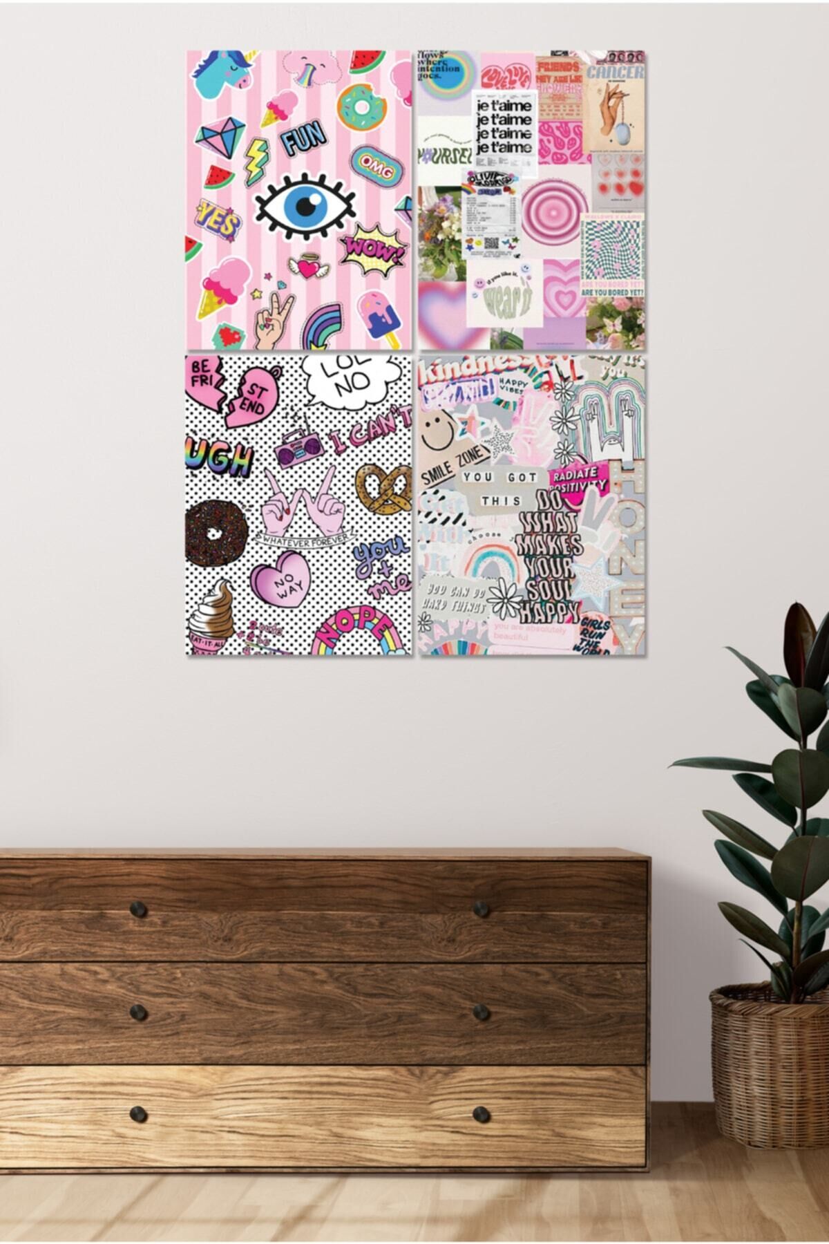 4 Parçalı Çerçeve Görünümlü Mdf Tablo Seti Dnu044