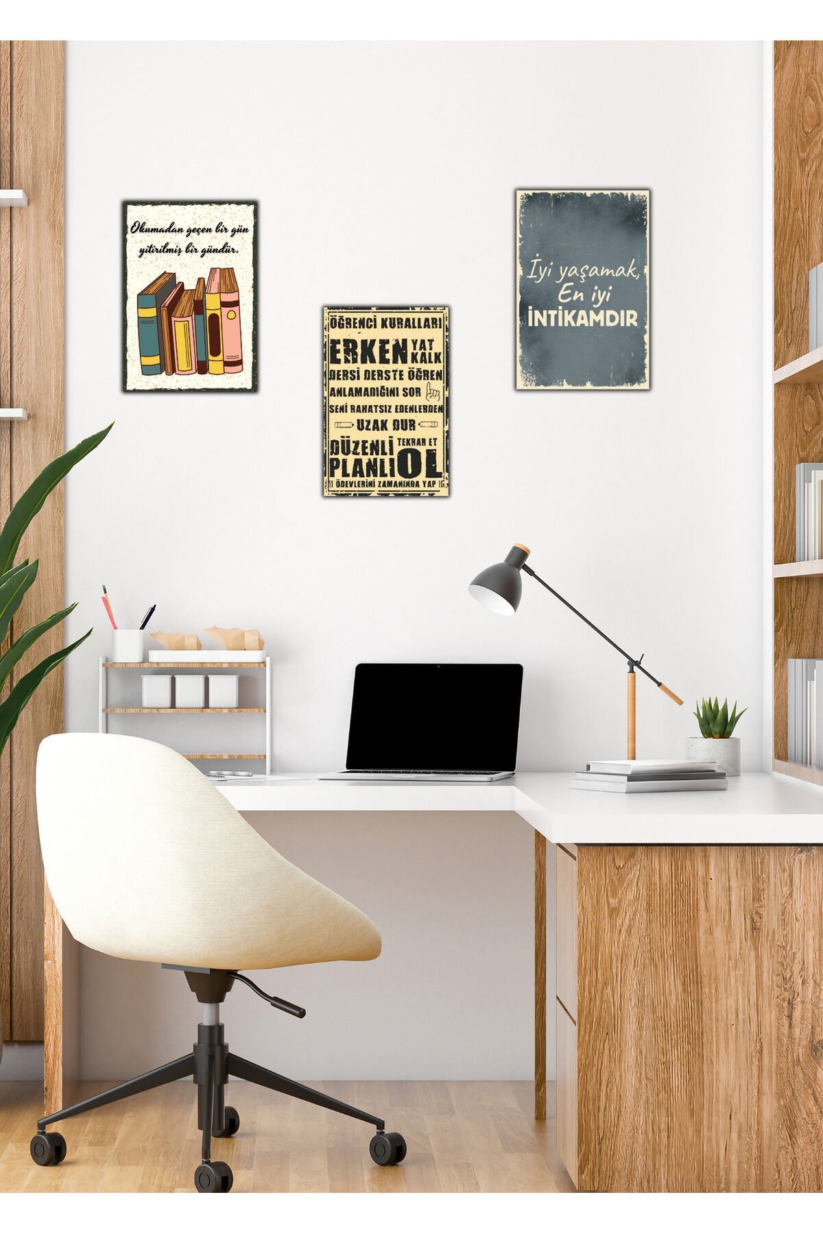 Öğrenci Motivasyon 3'lü Ahşap Poster Set (20x30cm)