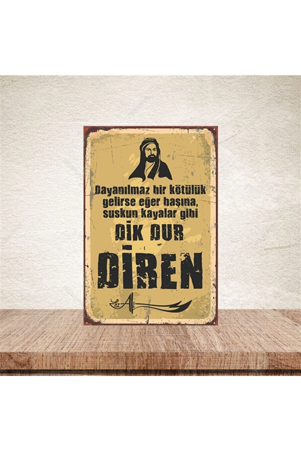 Dik Dur Diren 20-30 cm Retro Ahşap Poster