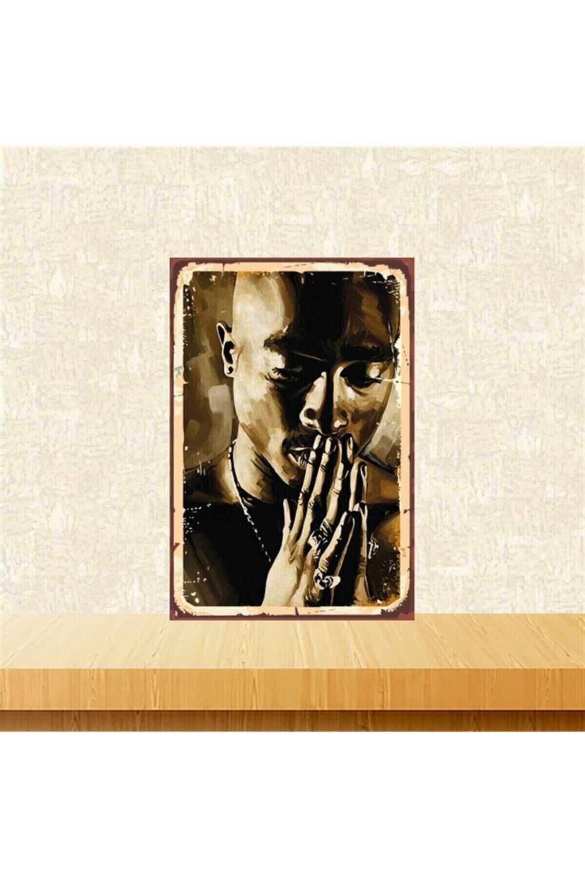 Tupac Shakur Tasarımlı 20-30 Cm Retro Ahşap Tablo Tkfx4586