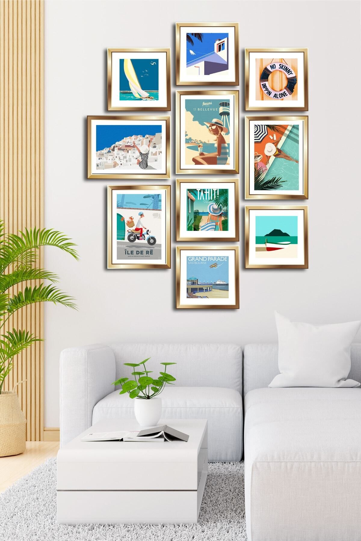 10 Parçalı Çerçeve Görünümlü Mdf Tablo Seti Flm088