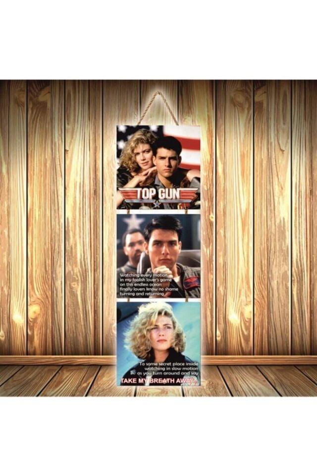 Top Gun Tasarımlı Üçlü Retro Ahşap Poster Ü348