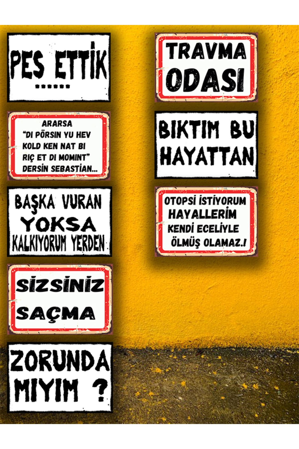 Travma Odası Seti 8 Adet 20x30 Cm Retro Ahşap Tablo