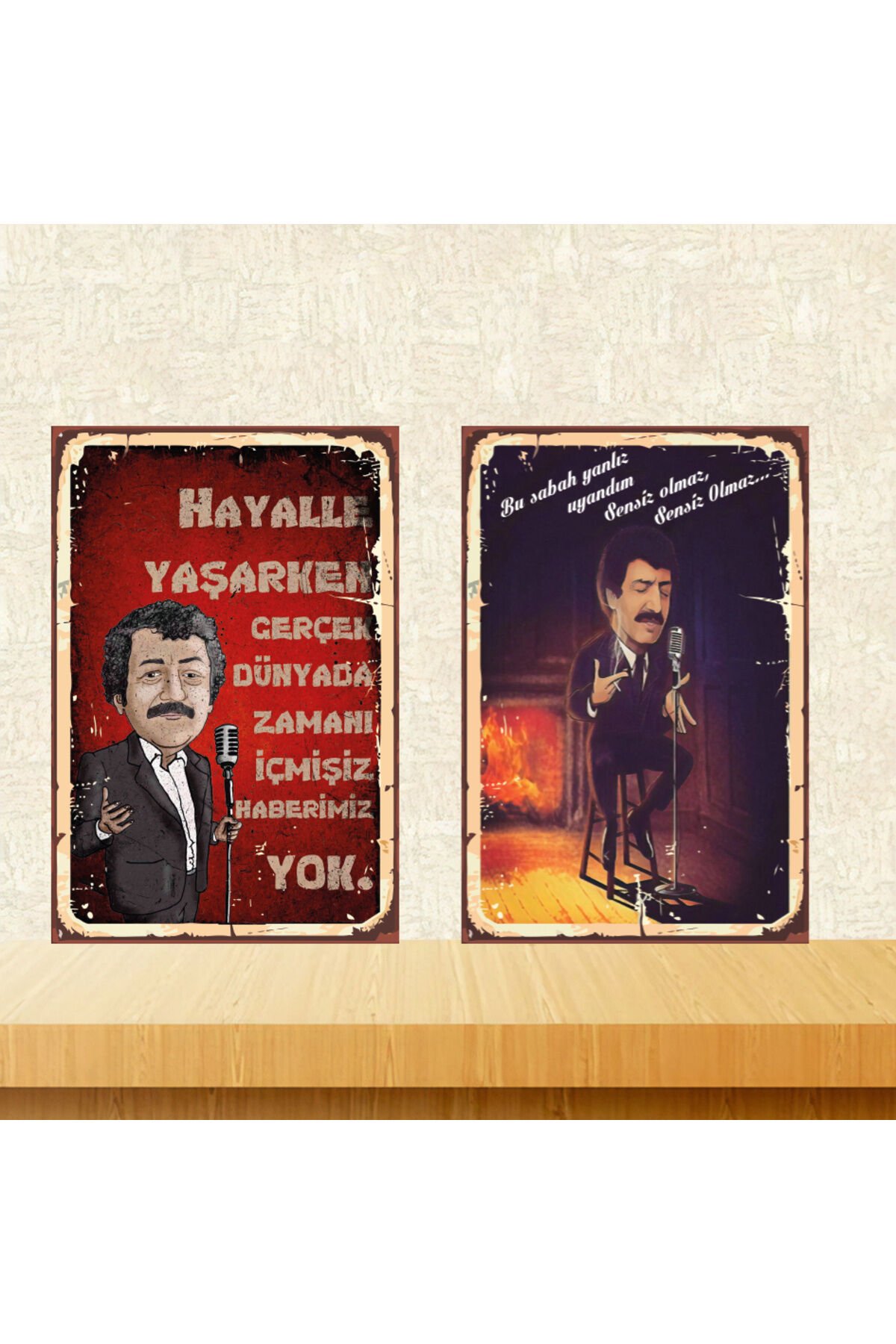 Müslüm Gürses Temalı 2 Adet 20x30 CM MDF Ahşap Tablo Seti 0254